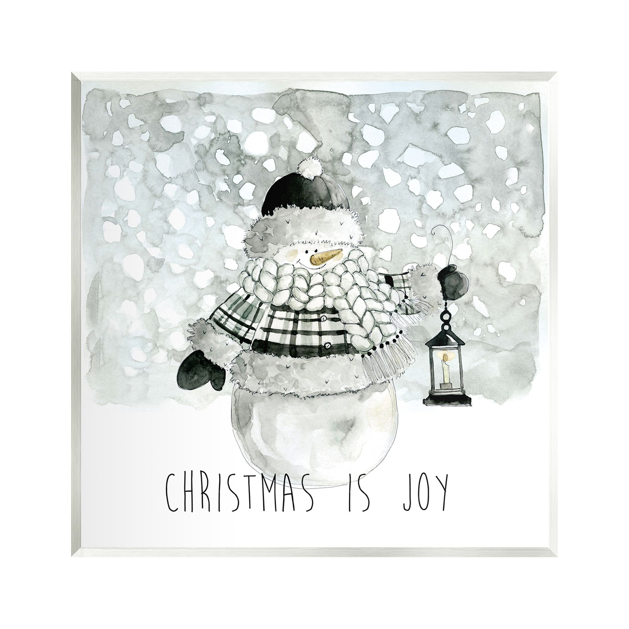 Stupell Industries Christmas is Joy Snowman Holiday Painting Unframed Art Print Wall Art, 12 x 12