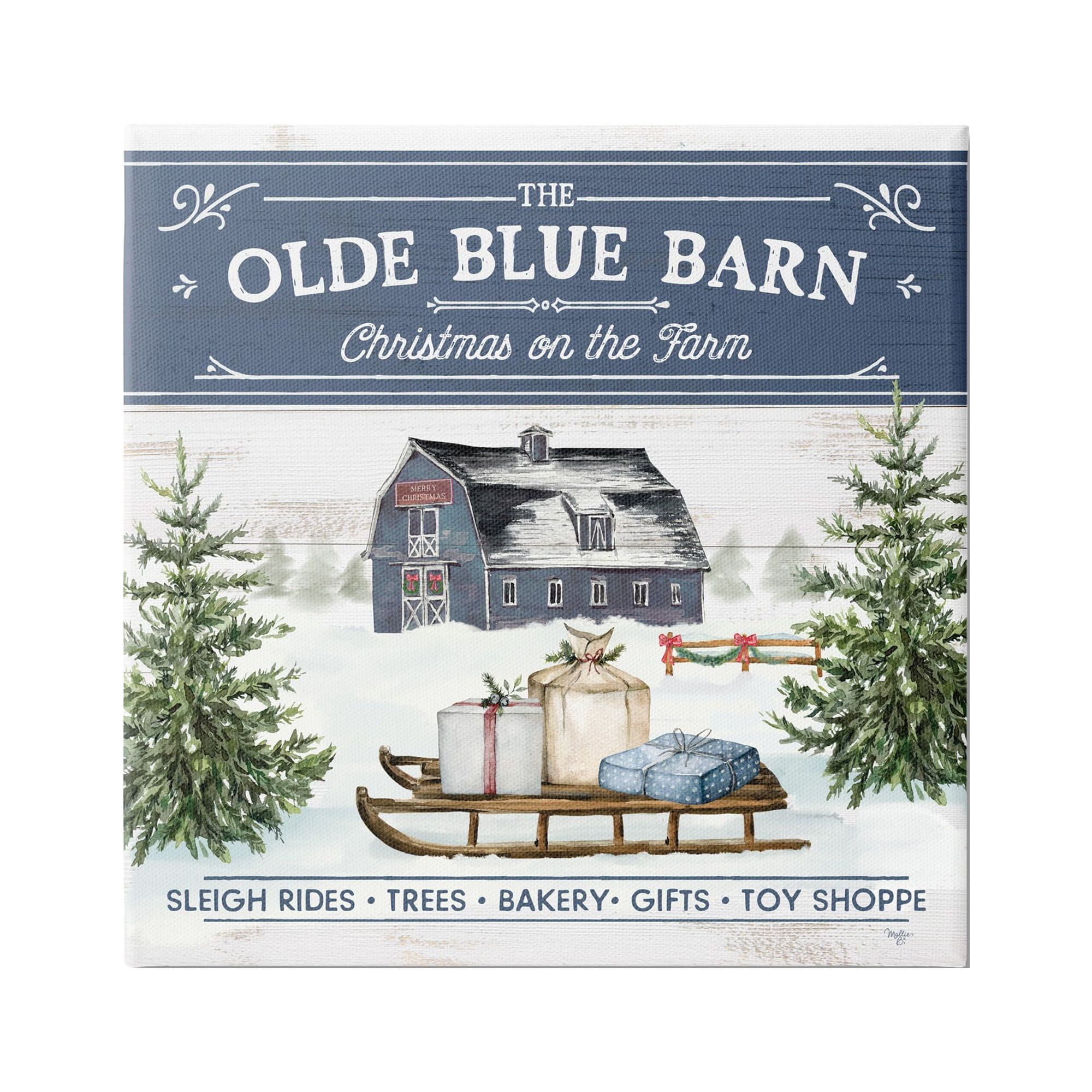 Stupell Industries Christmas on Farm Phrase Holiday Painting Gallery Wrapped Canvas Print Wall Art, 24 x 24