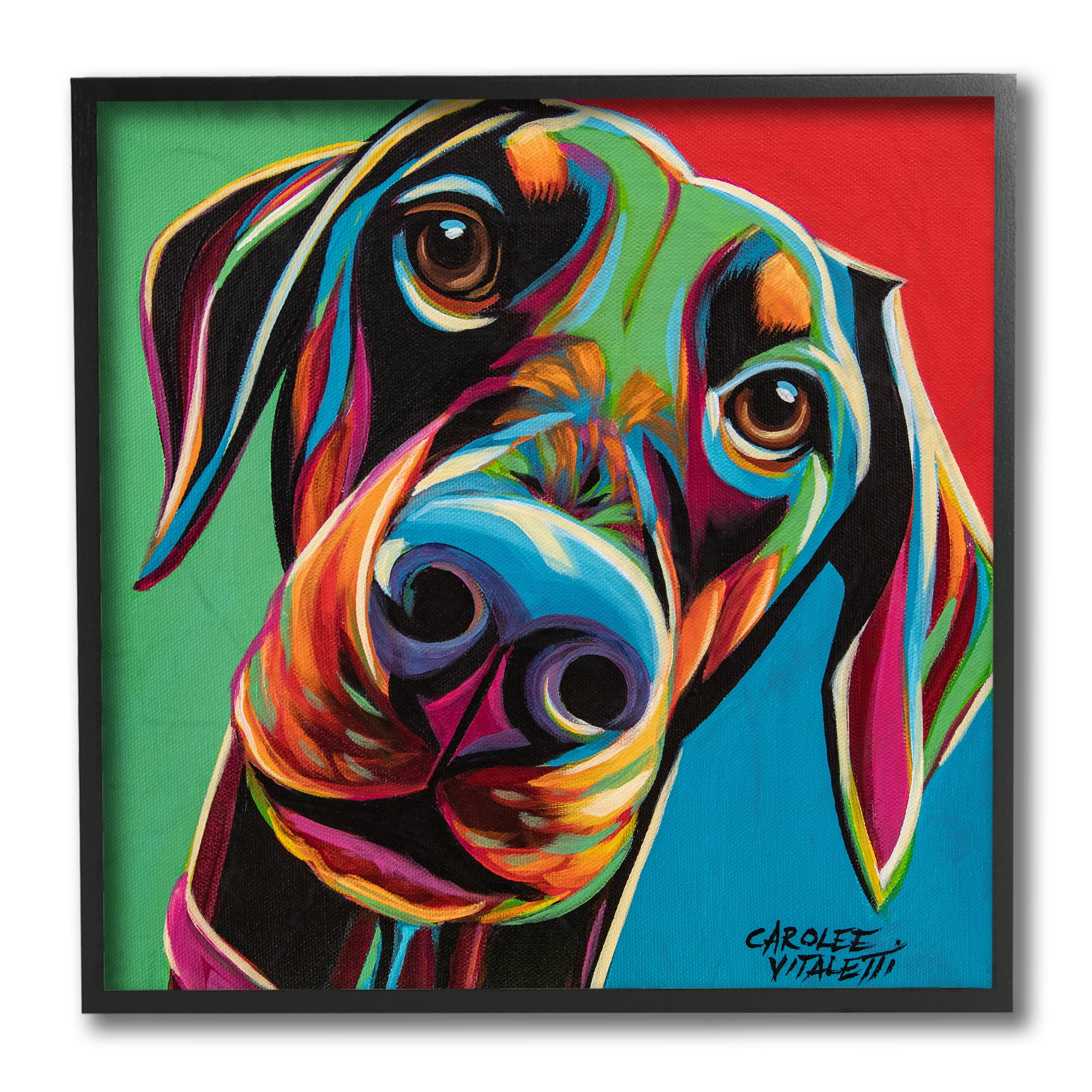 Stupell Industries Chroma Pop Puppy Labrador Dog Nose Black Framed, 12 x 12, Design by Carolee Vitaletti