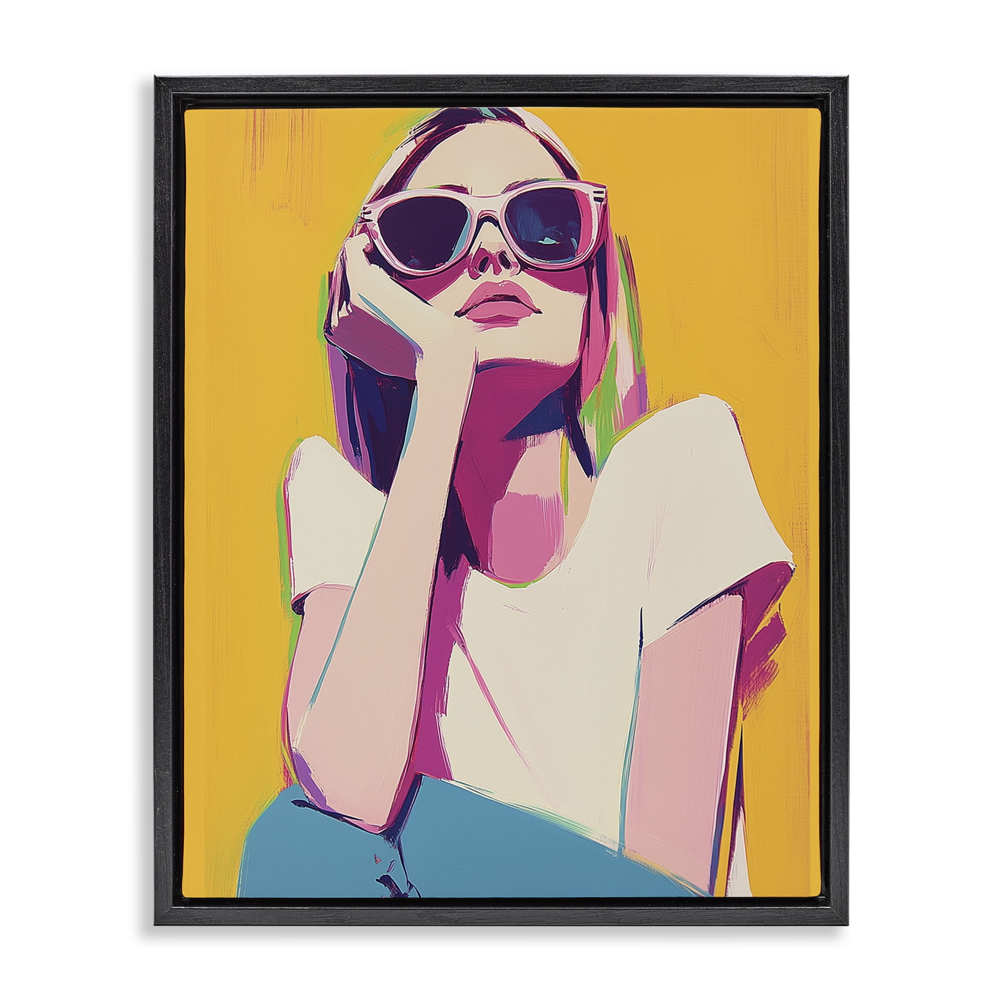 Stupell Industries Chroma Shades Girl Black Framed Floater Canvas Wall Art, design by Walker Noble