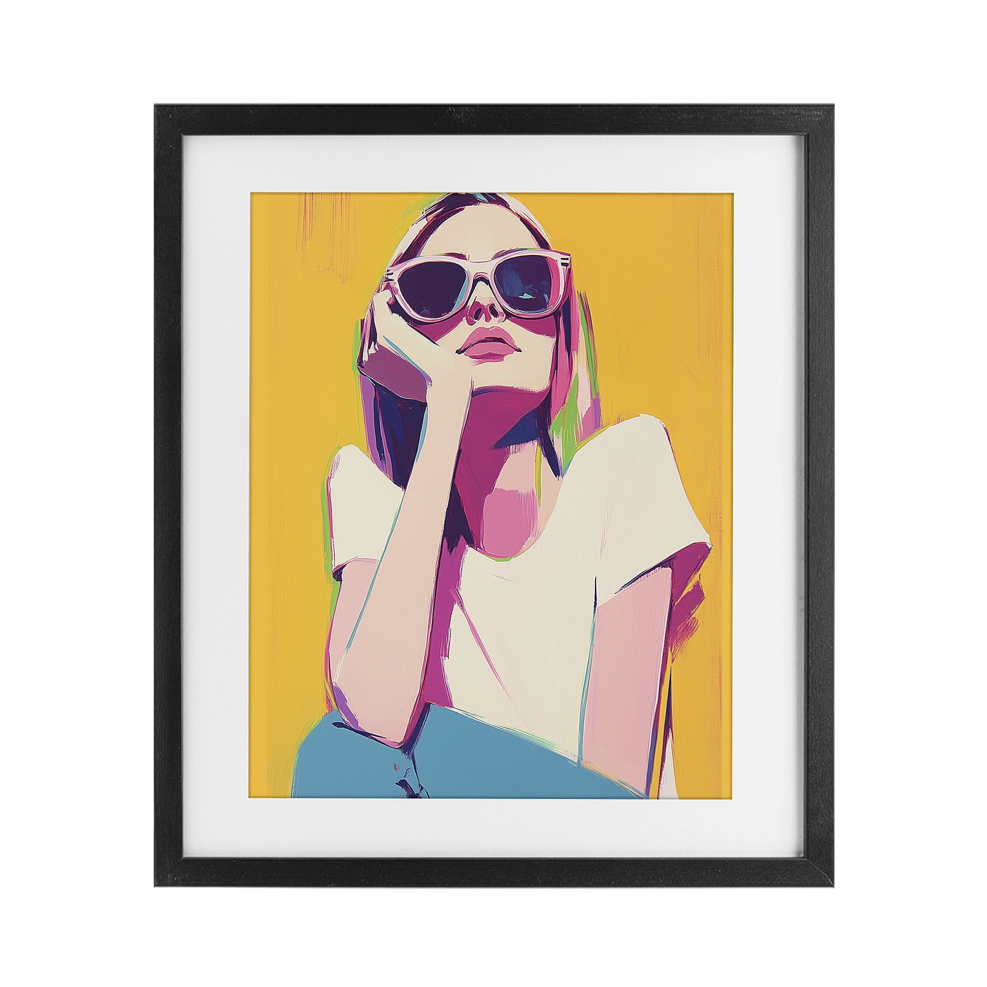 Stupell Industries Chroma Shades Girl Black Framed Print Under Glass, design by Walker Noble