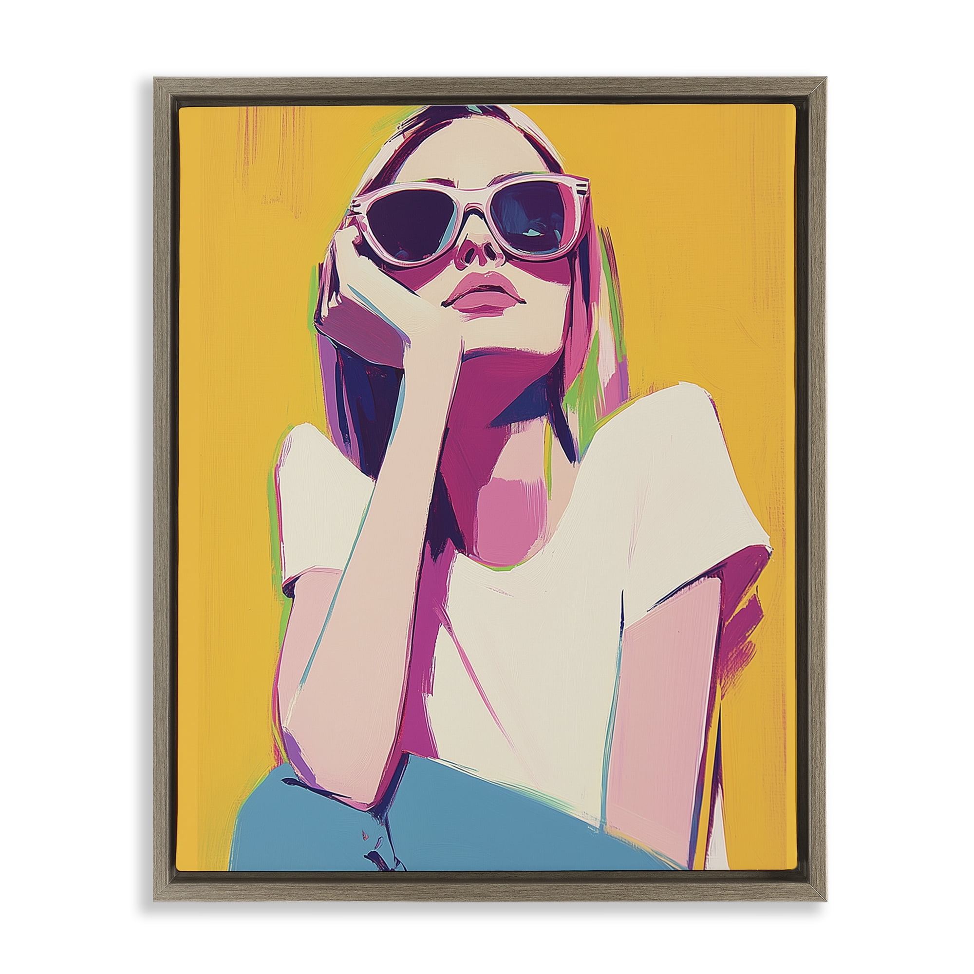 Stupell Industries Chroma Shades Girl Brown Framed Floater Canvas Wall Art, design by Walker Noble
