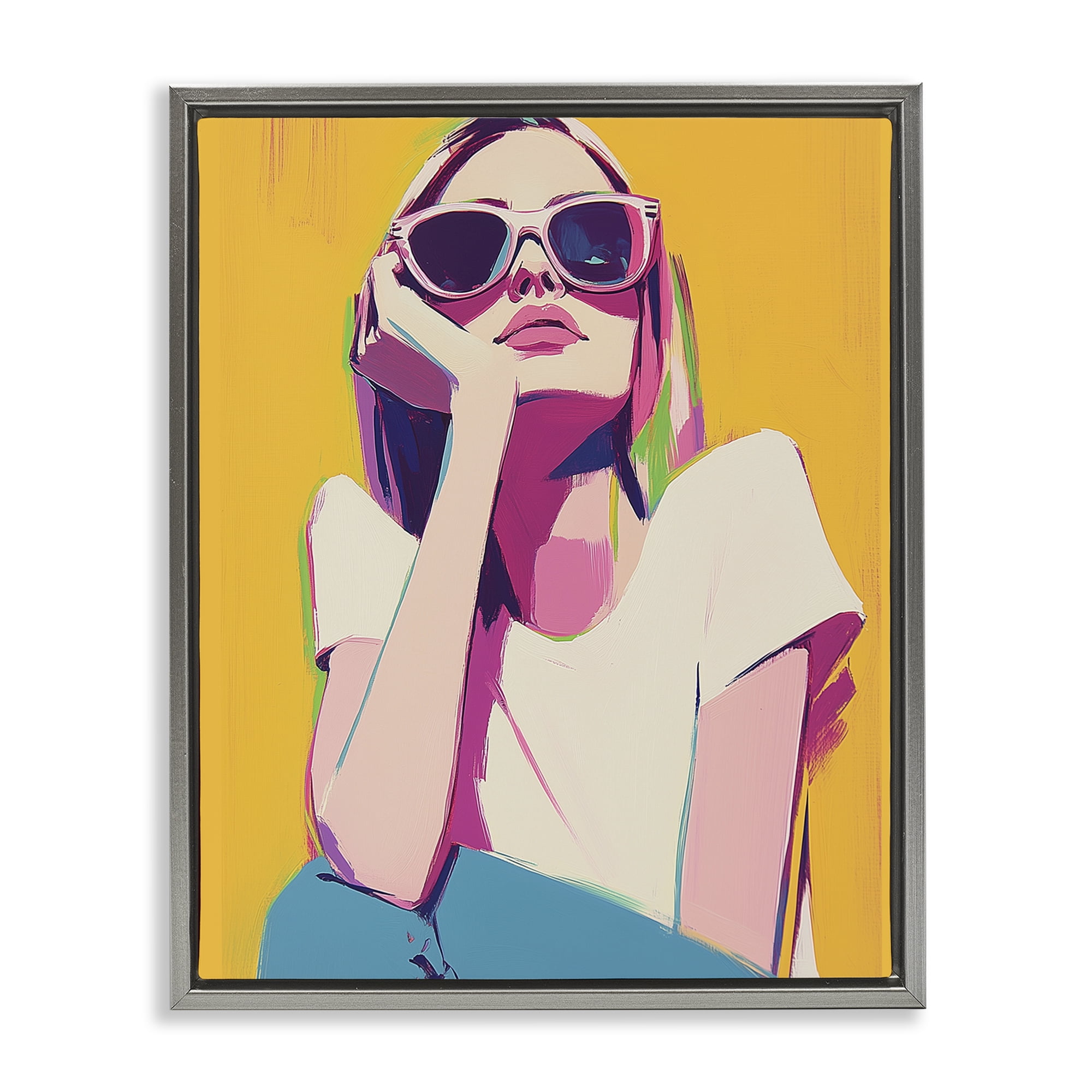 Stupell Industries Chroma Shades Girl Gray Framed Floater Canvas Wall Art, design by Walker Noble