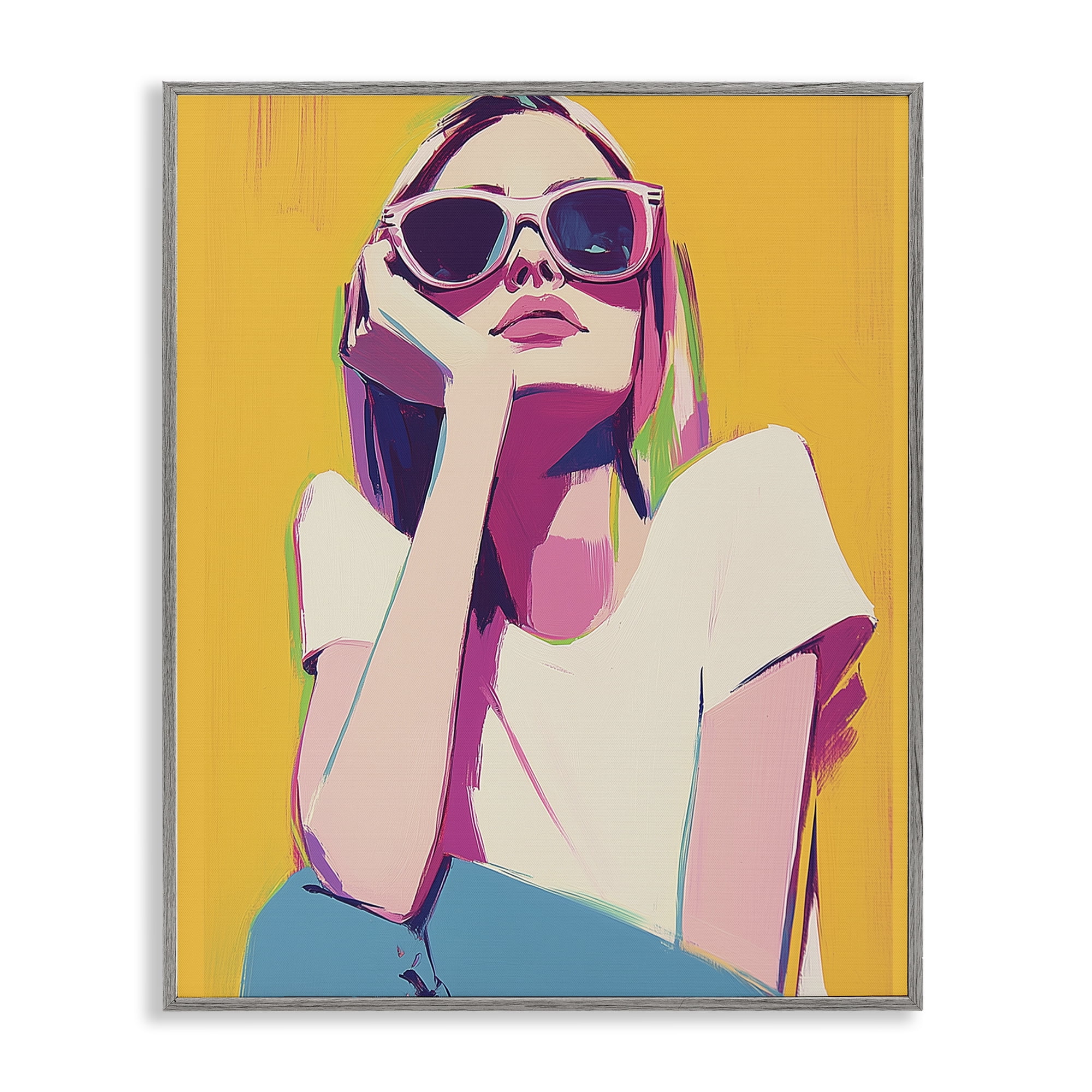 Stupell Industries Chroma Shades Girl Gray Framed Giclee Art, design by Walker Noble