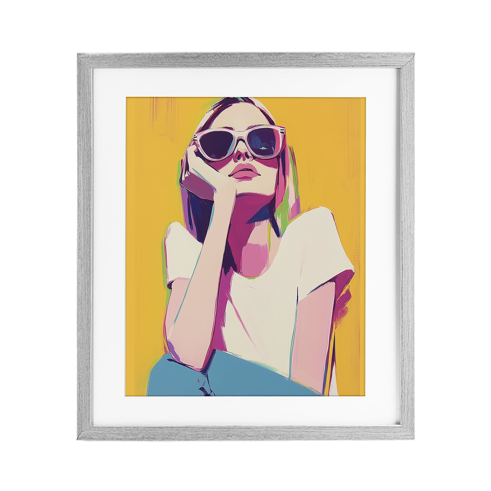 Stupell Industries Chroma Shades Girl Gray Framed Print Under Glass, design by Walker Noble