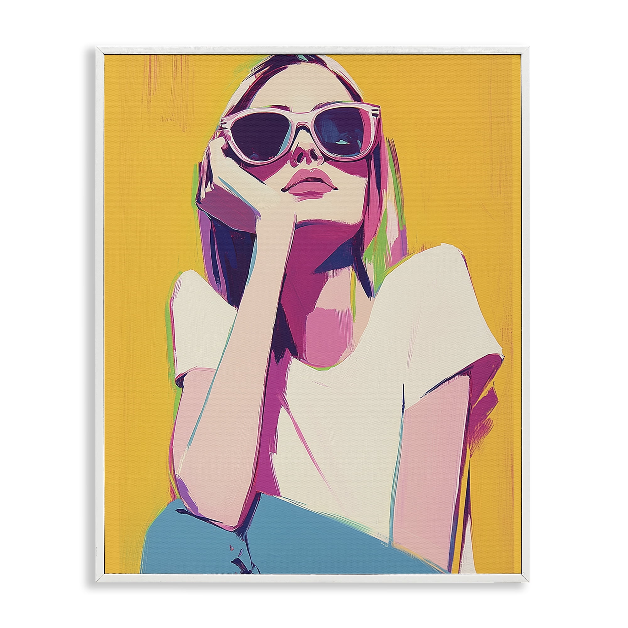 Stupell Industries Chroma Shades Girl White Framed Giclee Art, design by Walker Noble