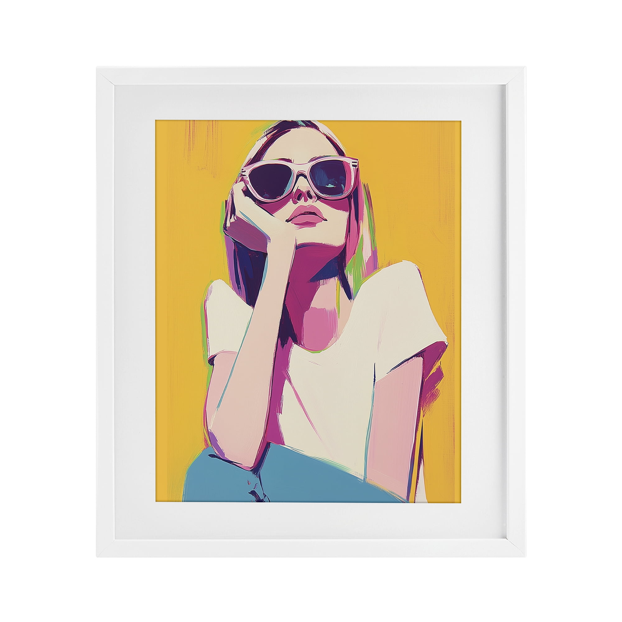 Stupell Industries Chroma Shades Girl White Framed Print Under Glass, design by Walker Noble