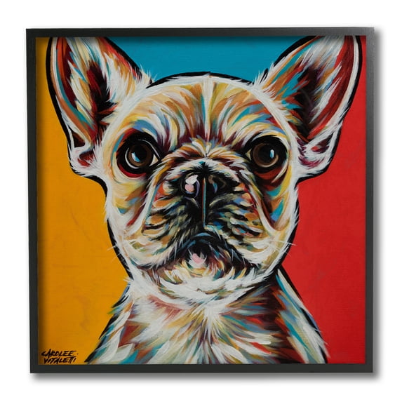 Stupell Industries Chroma Style Dog Small Puppy Red Yellow Blue Pop Black Framed, 12 x 12, Design by Carolee Vitaletti