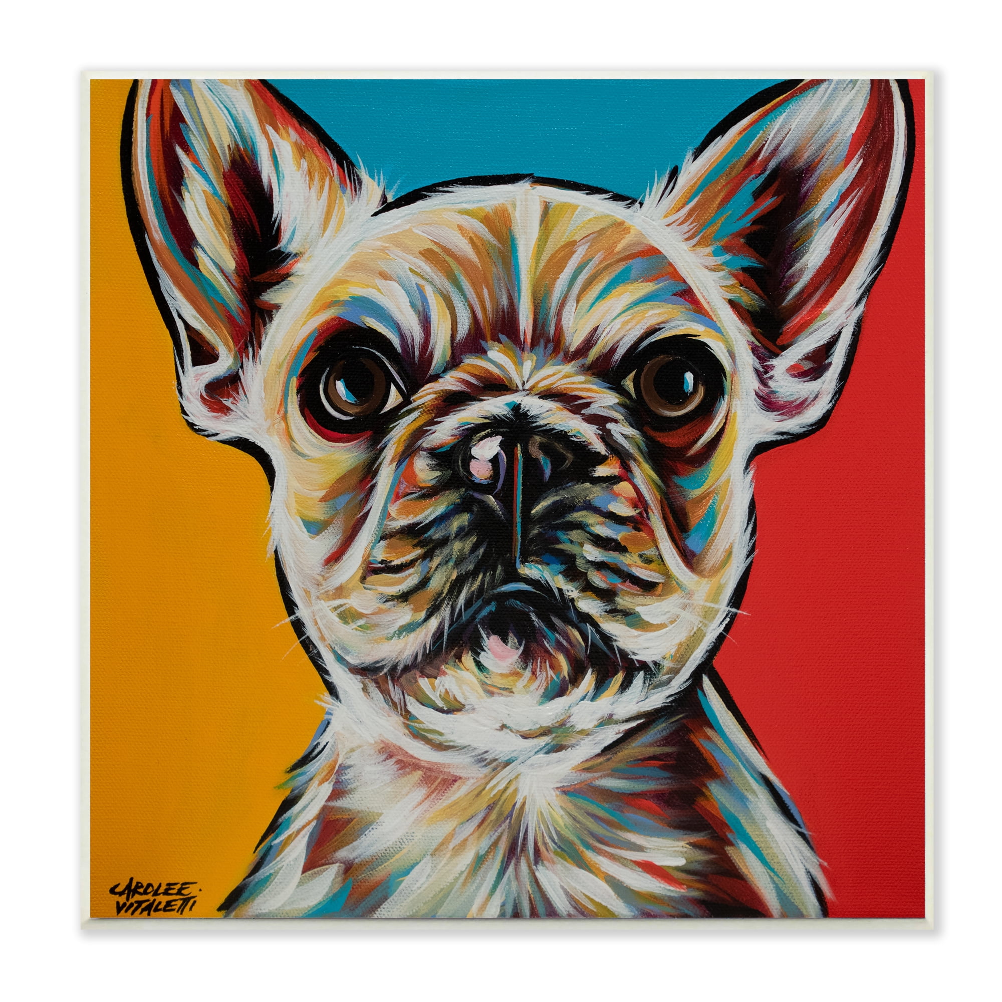 Stupell Industries Chroma Style Dog Small Puppy Red Yellow Blue Pop Wall Plaque, 12 x 12, Design by Carolee Vitaletti