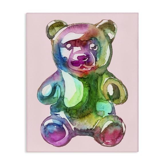 Stupell Industries Chromatic Bear Illustration Canvas Wall Art design by Lil' Rue, 20 x 16