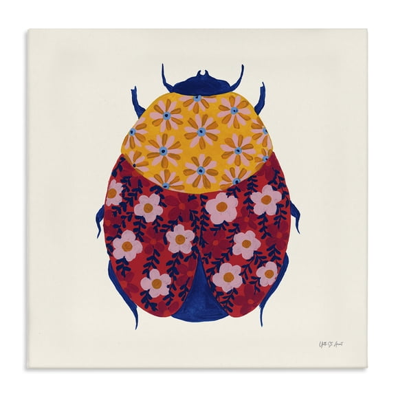Stupell Industries Chromatic Blooming Beetle Insects Painting Wrapped Canvas Art Print Wall Art, 17 x 17