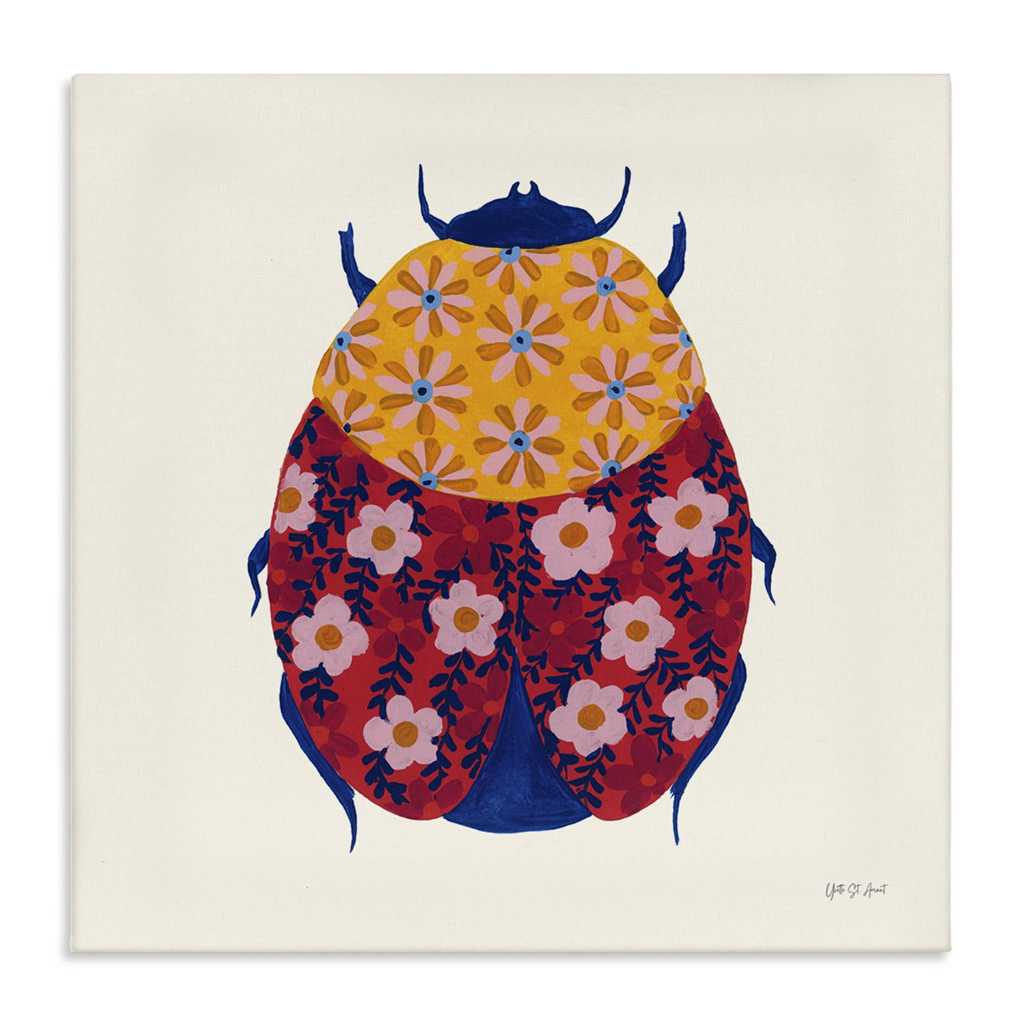 Stupell Industries Chromatic Blooming Beetle Insects Painting Wrapped Canvas Art Print Wall Art, 36 x 36