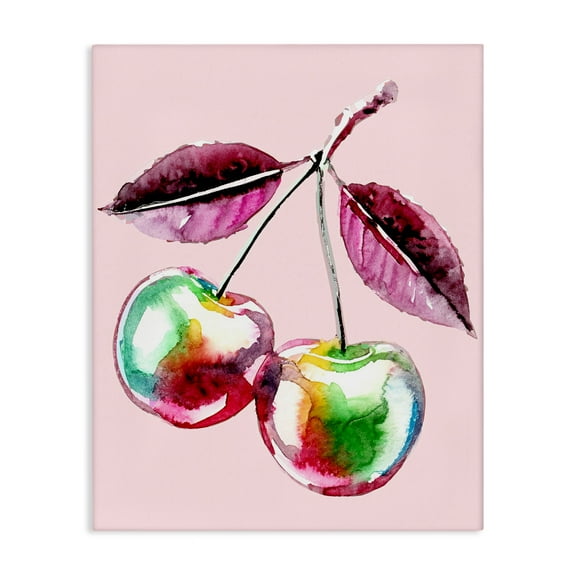 Stupell Industries Chromatic Cherries on Pink Canvas Wall Art design by Lil' Rue, 48 x 36