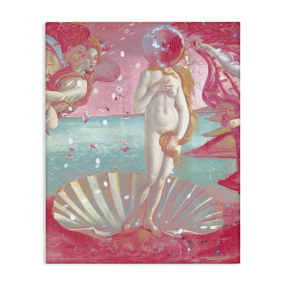 Stupell Industries Chromatic Disco Venus & Clamshell People Painting Wrapped Canvas Canvas Art Print Wall Art, 16 x 20