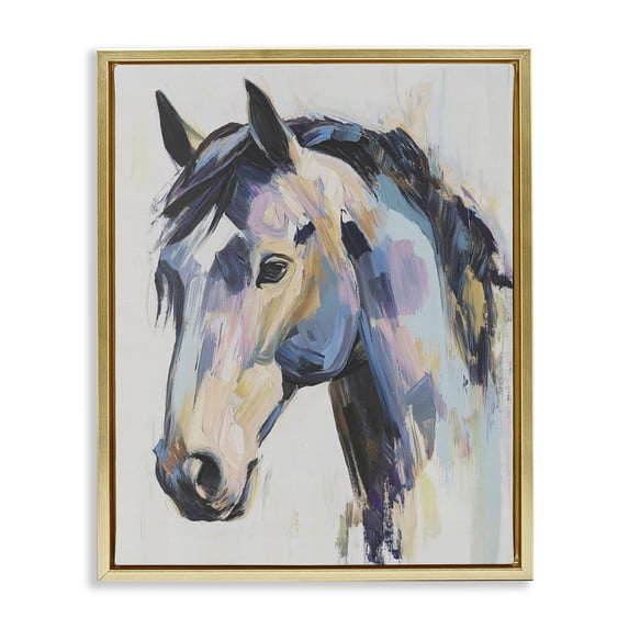 Stupell Industries Contemporary Chromatic Stallion Abstraction Gold Floating Frame Canvas Art, 25 x 31, by Svetlana Aleynikova