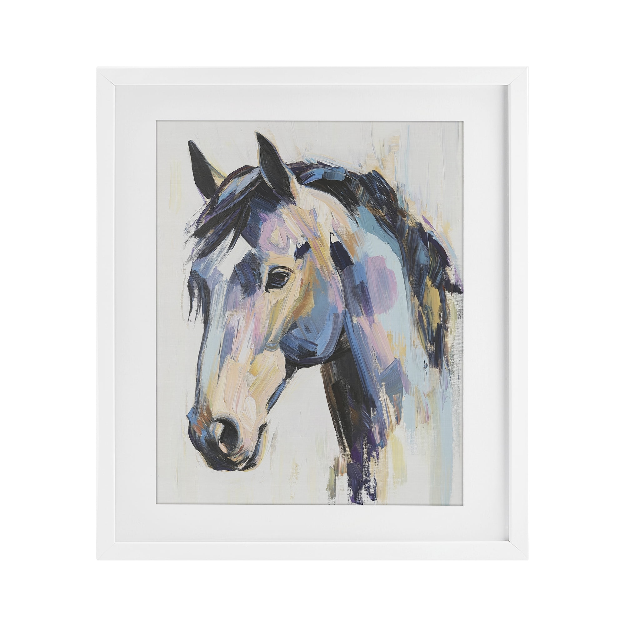 Stupell Industries Chromatic Stallion Abstraction White Framed Print Under Glass, design by Svetlana Aleynikova