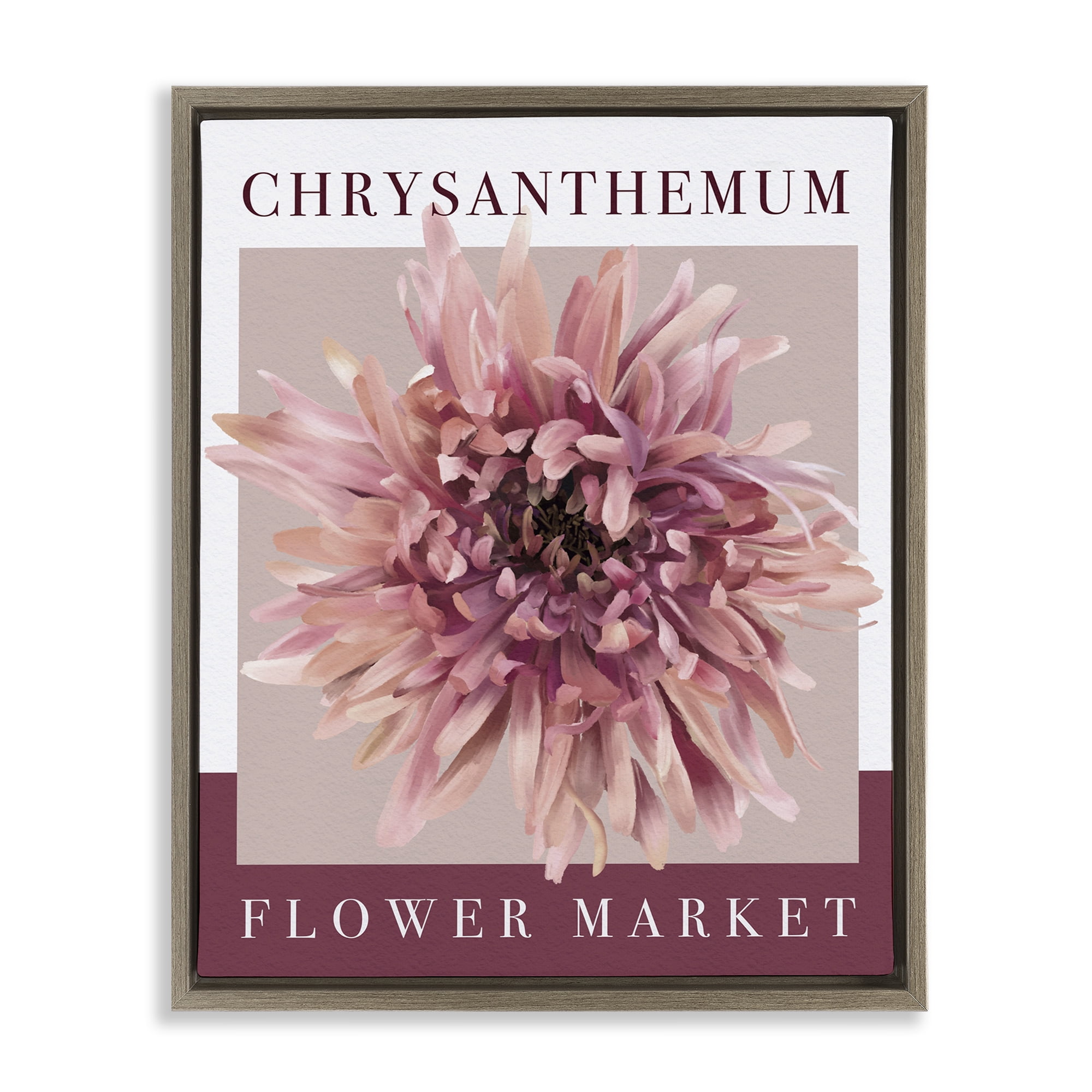 Stupell Industries Chrysanthemum Flower Market Brown Framed Floater Canvas Wall Art, design by Jennifer Stith