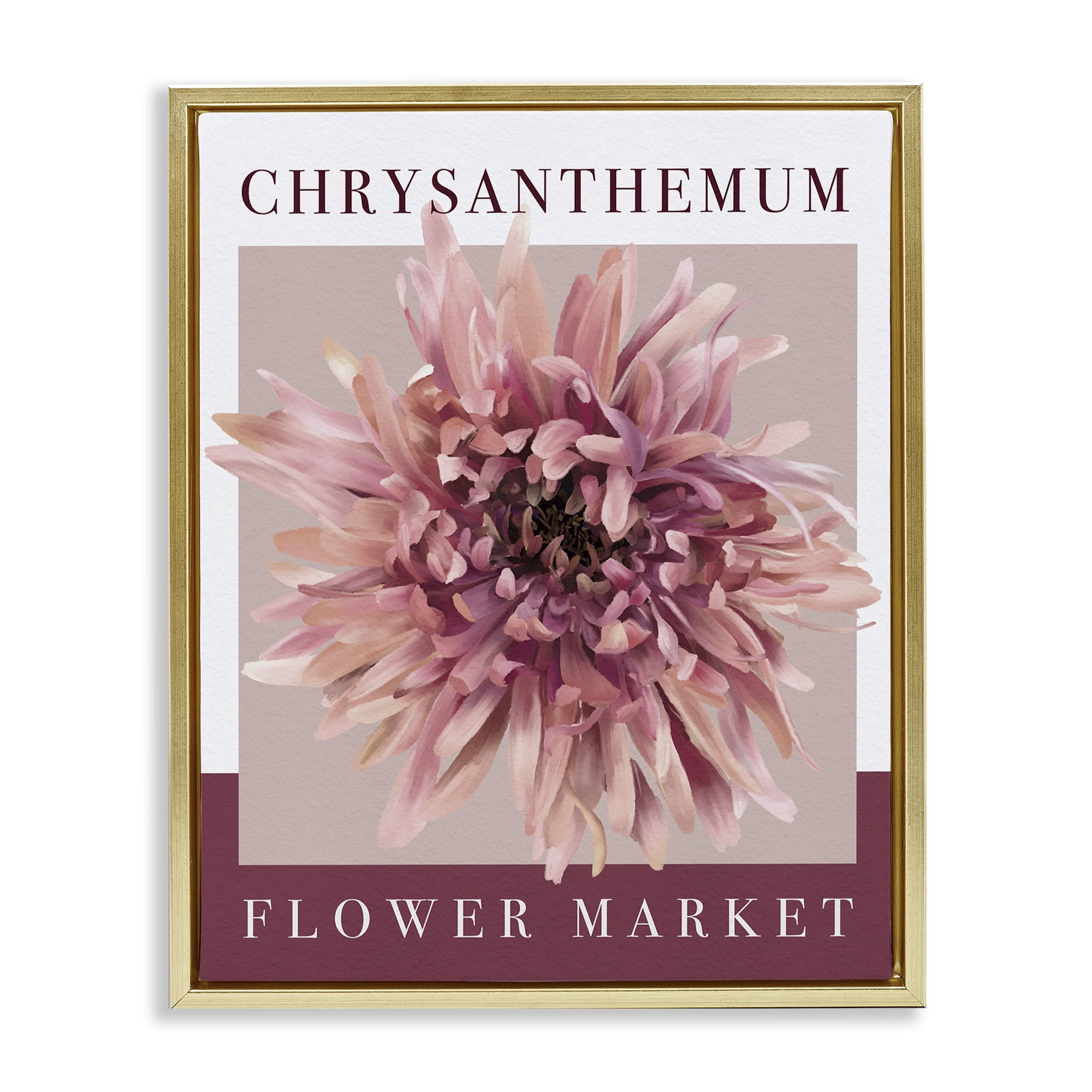 Stupell Industries Chrysanthemum Flower Market Gold Framed Floater Canvas Wall Art, design by Jennifer Stith