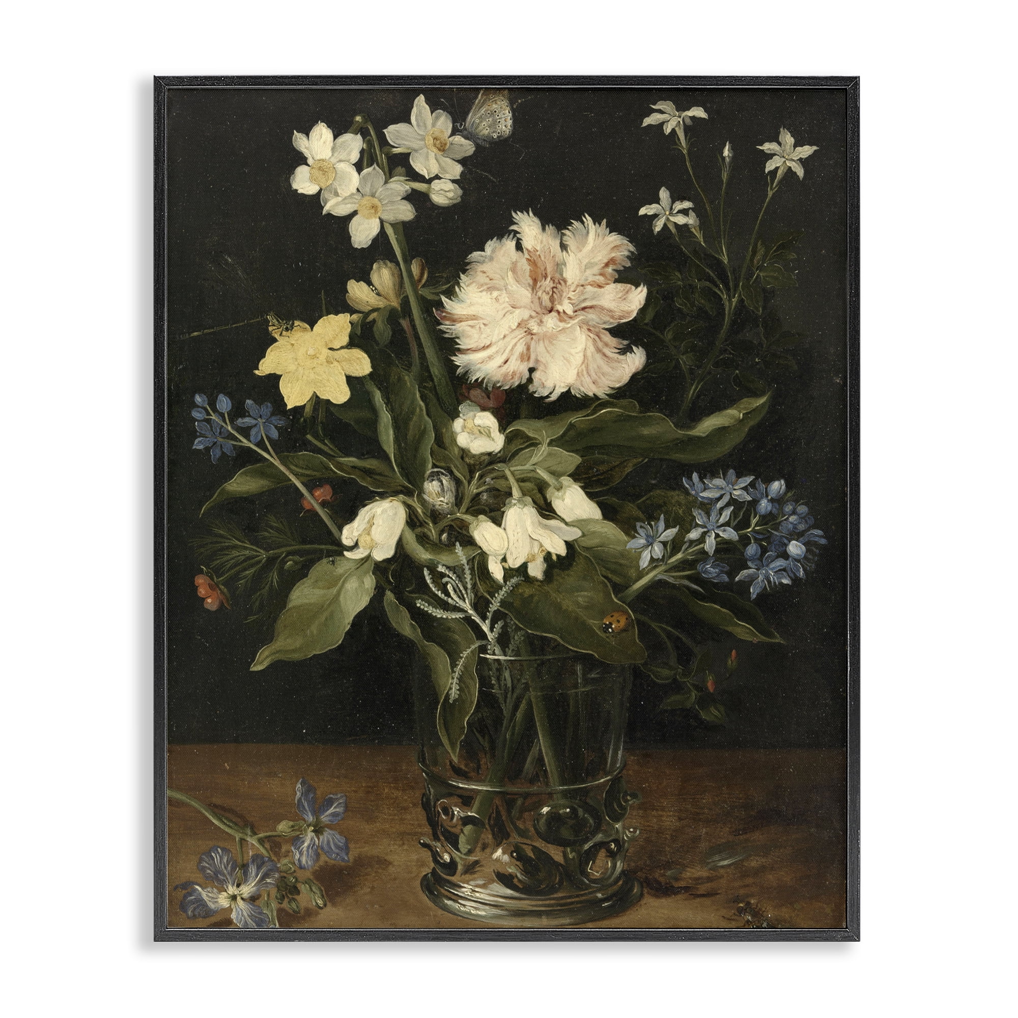 Stupell Industries Chrysanthemum & Flowers in Vase Black Framed Giclee Art, design by Vintage Hustle