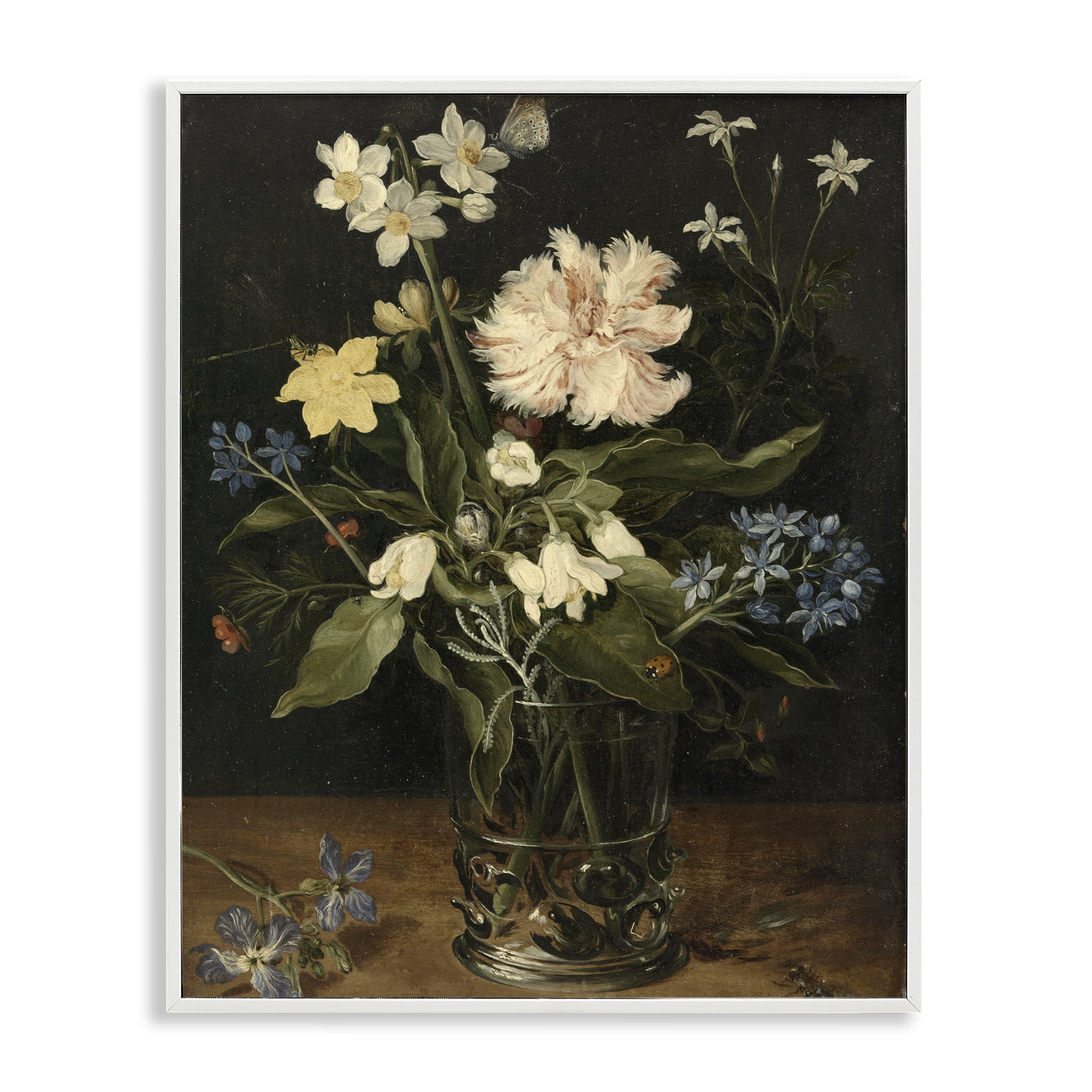 Stupell Industries Chrysanthemum & Flowers in Vase White Framed Giclee Art, design by Vintage Hustle