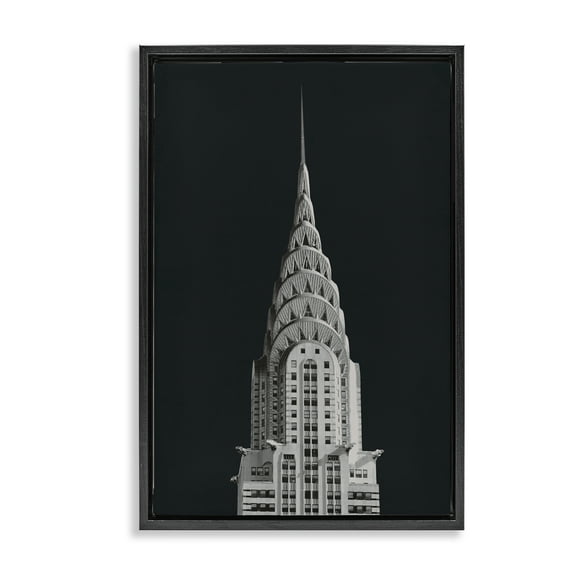 Stupell Industries Chrysler Building Architecture Black Framed Floater Canvas Wall Art design by Wild Apple Portfolio, 25 x 17