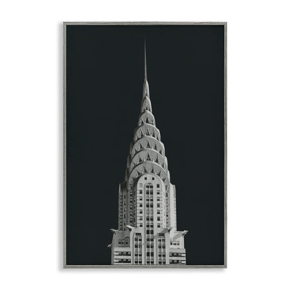 Stupell Industries Chrysler Building Architecture Gray Framed Giclee Art design by Wild Apple Portfolio, 18 x 12
