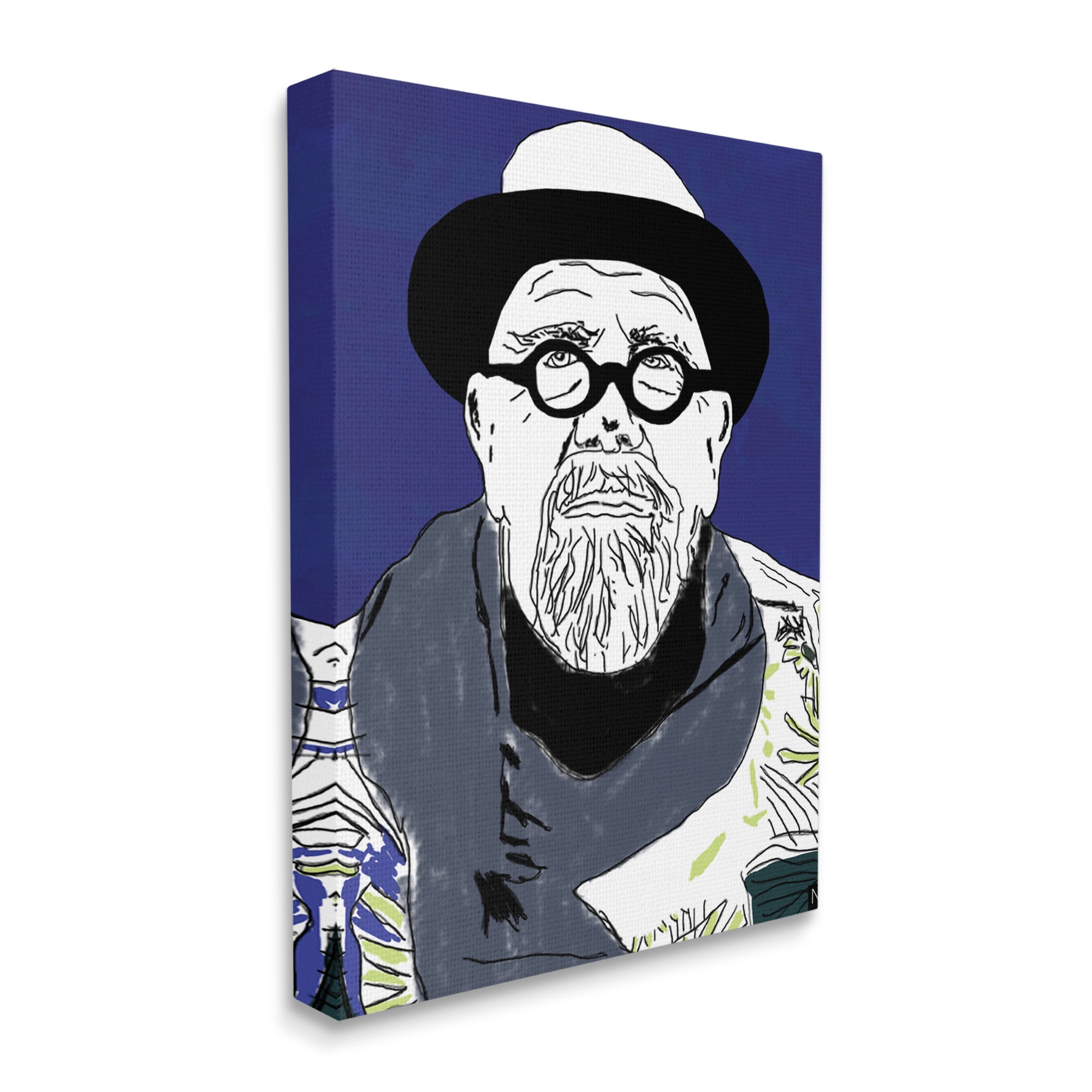 Stupell Industries Chuck in Winter Attire Abstract Artist Portrait Novelty Painting Gallery Wrapped Canvas Art Print Wall Art, 36 x 48
