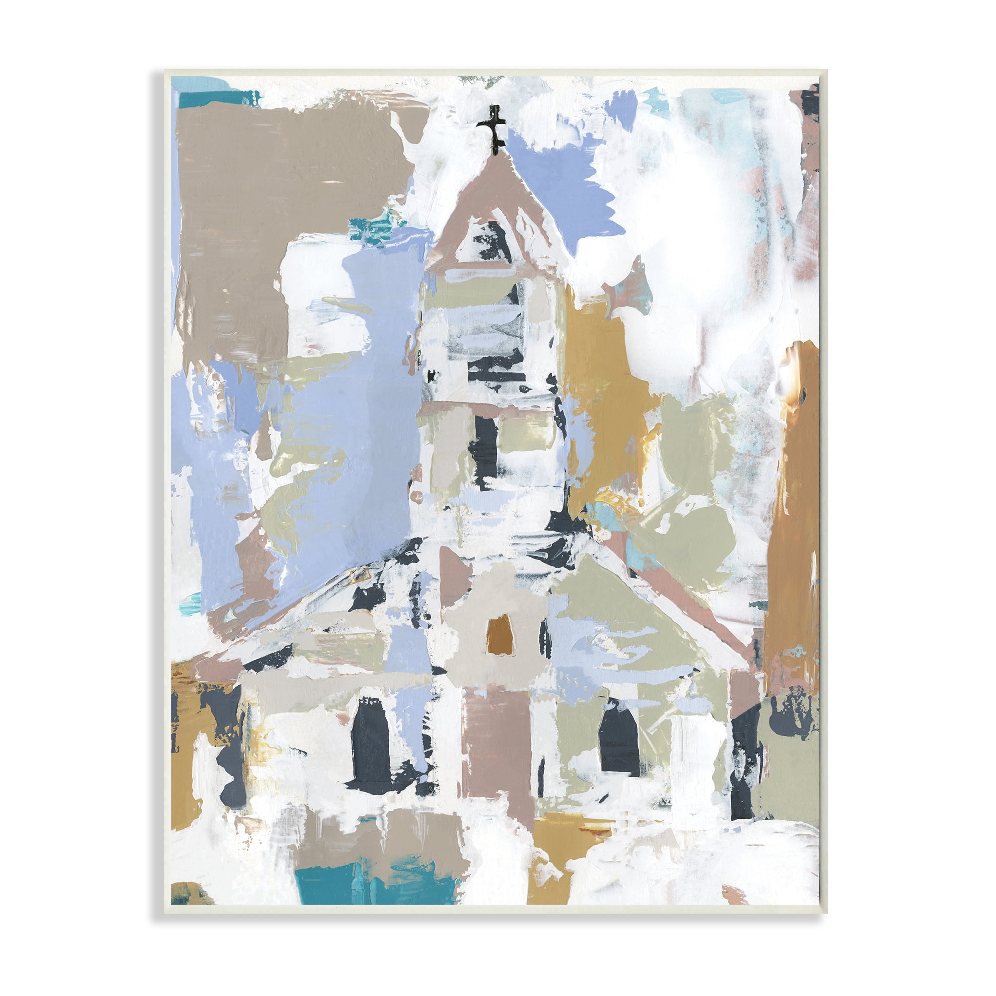 Stupell Industries Church House Abstraction Distressed Vintage Detail Religious Painting Unframed Art Print Wall Art, 10 x 15