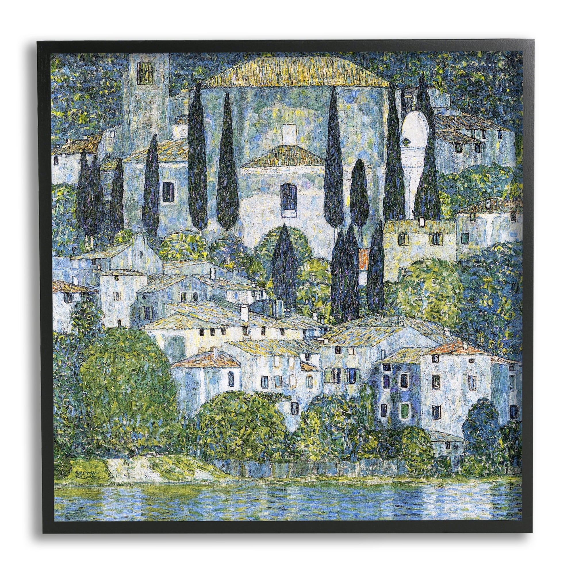 Stupell Industries Church in Cassone Klimt Travel & Places Painting Black Framed Art Print Wall Art, 24 x 24