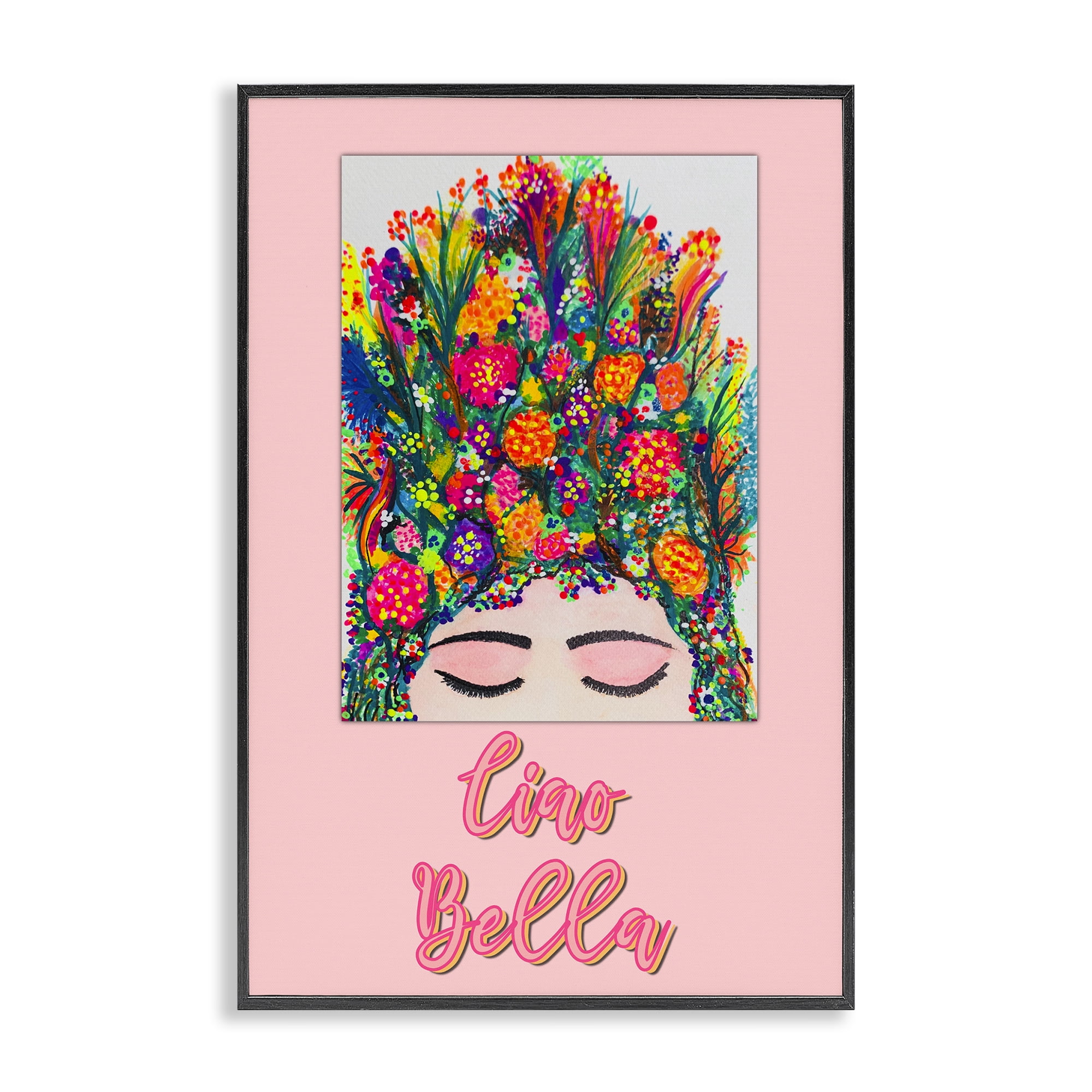 Stupell Industries Ciao Bella Floral Woman Black Framed Giclee Art, design by Pooja Dave