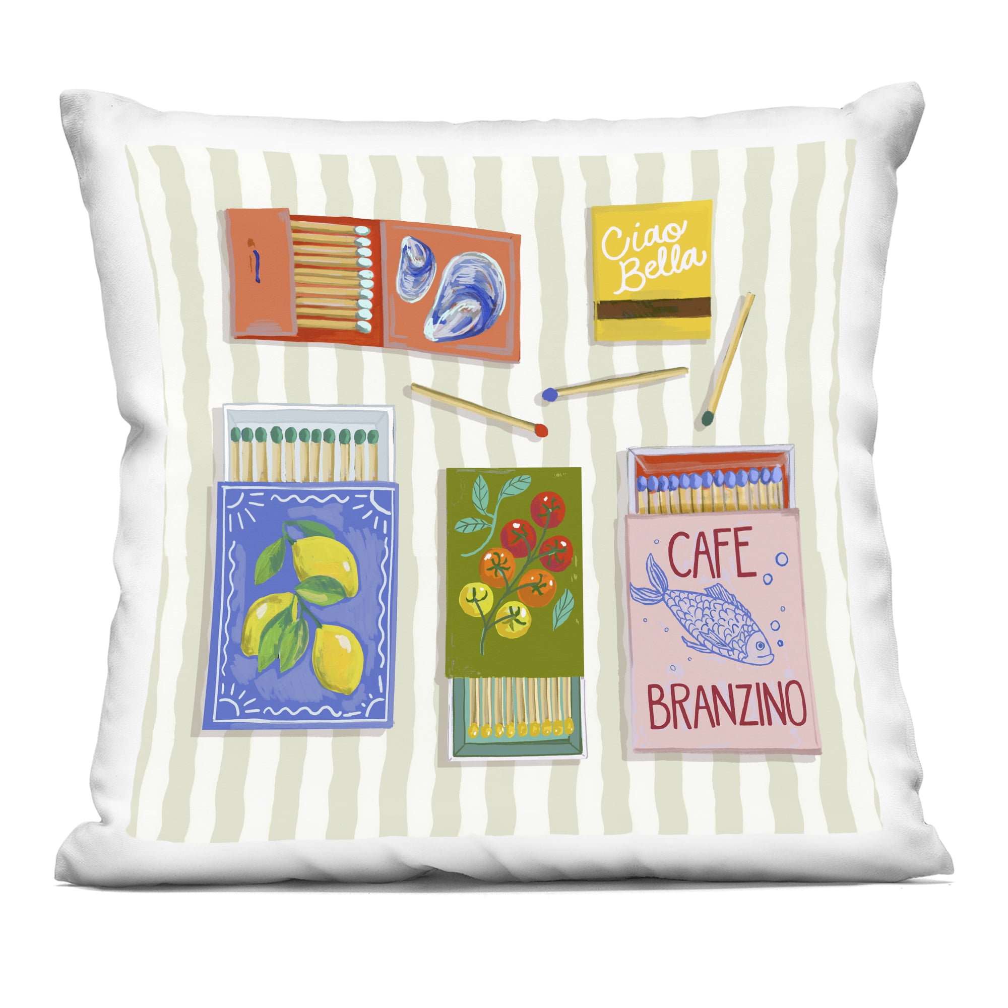 Stupell Industries Ciao Bella Seaside Matchboxes Decorative Printed Throw Pillow, design by Rachel Nerney, 18 x 7 x 18