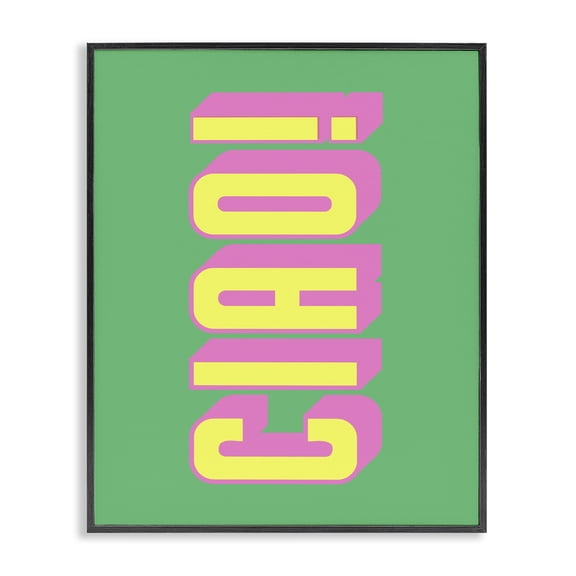 Stupell Industries Ciao Bold Lettering Quotes and Sayings Painting Black Framed Art Print Wall Art, 24 x 30