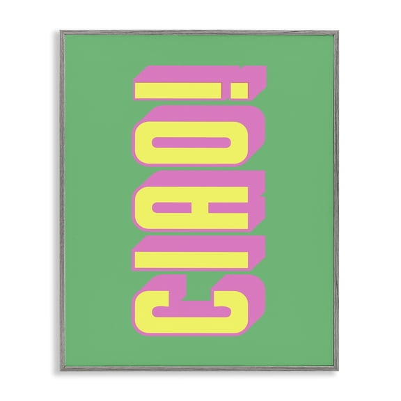 Stupell Industries Ciao Bold Lettering Quotes and Sayings Painting Gray Framed Art Print Wall Art, 11 x 14