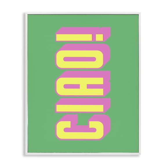Stupell Industries Ciao Bold Lettering Quotes and Sayings Painting White Framed Art Print Wall Art, 11 x 14