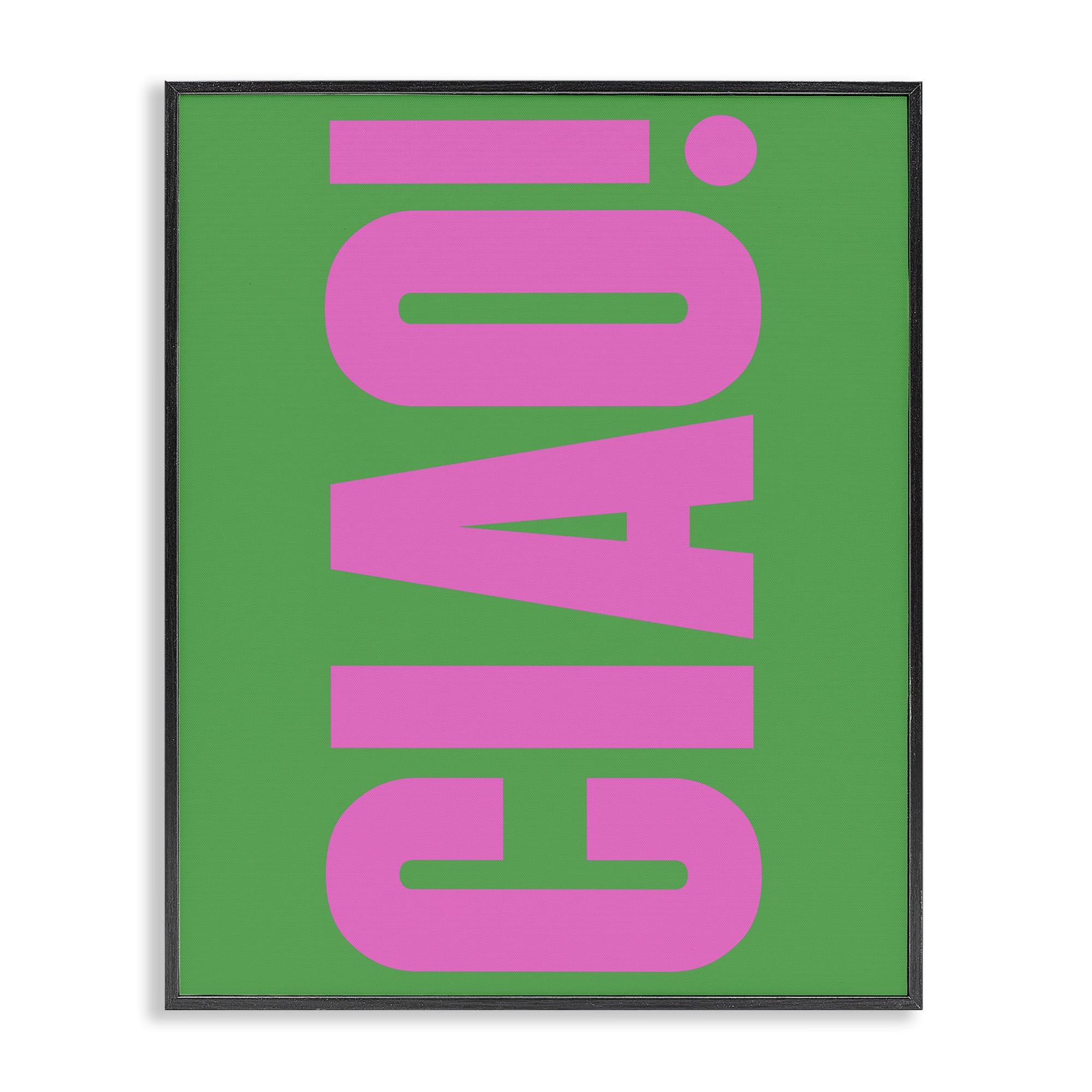 Stupell Industries Ciao Pink & Green Text & Numbers Painting Black Framed Art Print Wall Art, 16 x 20