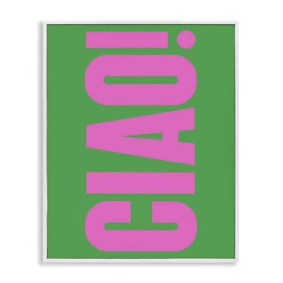 Stupell Industries Ciao Pink & Green Text & Numbers Painting White Framed Art Print Wall Art, 24 x 30