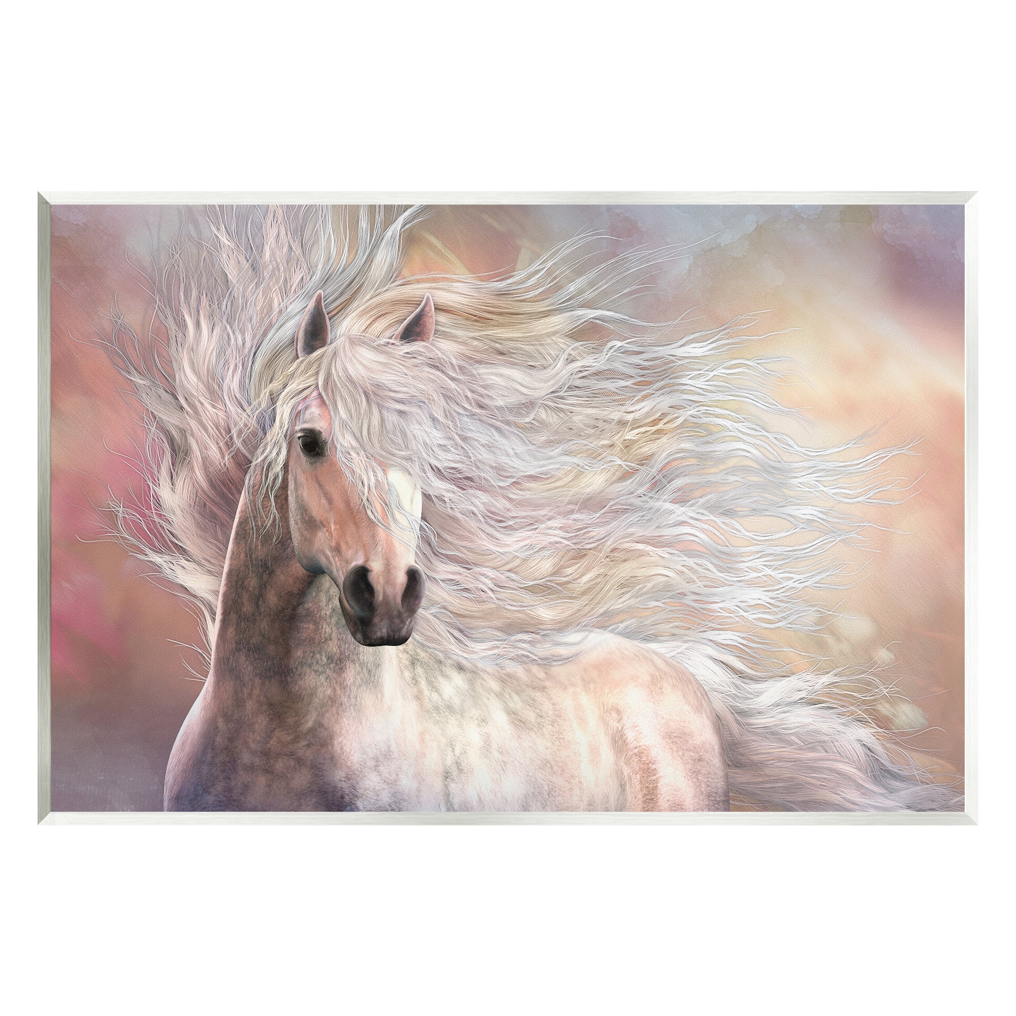 Stupell Industries Cielo Windblown Stallion Portrait Animals & Insects Painting Unframed Art Print Wall Art, 15 x 10