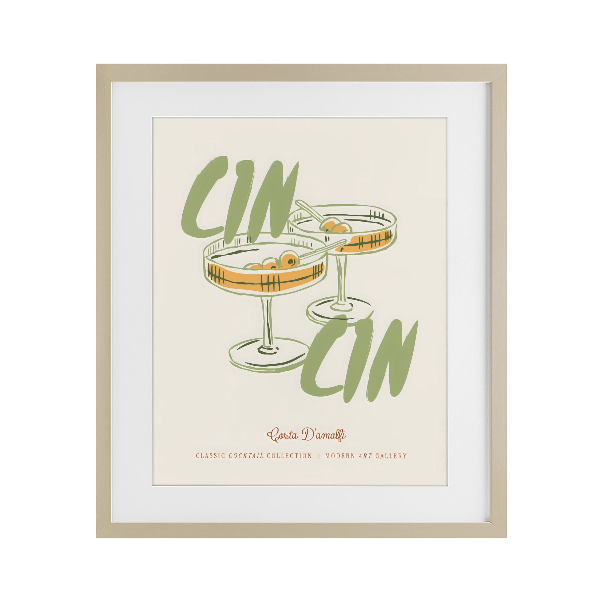 Stupell Industries Cin Cin Amalfi Cocktail Birch Framed Print Under Glass, design by The Prints Vibe