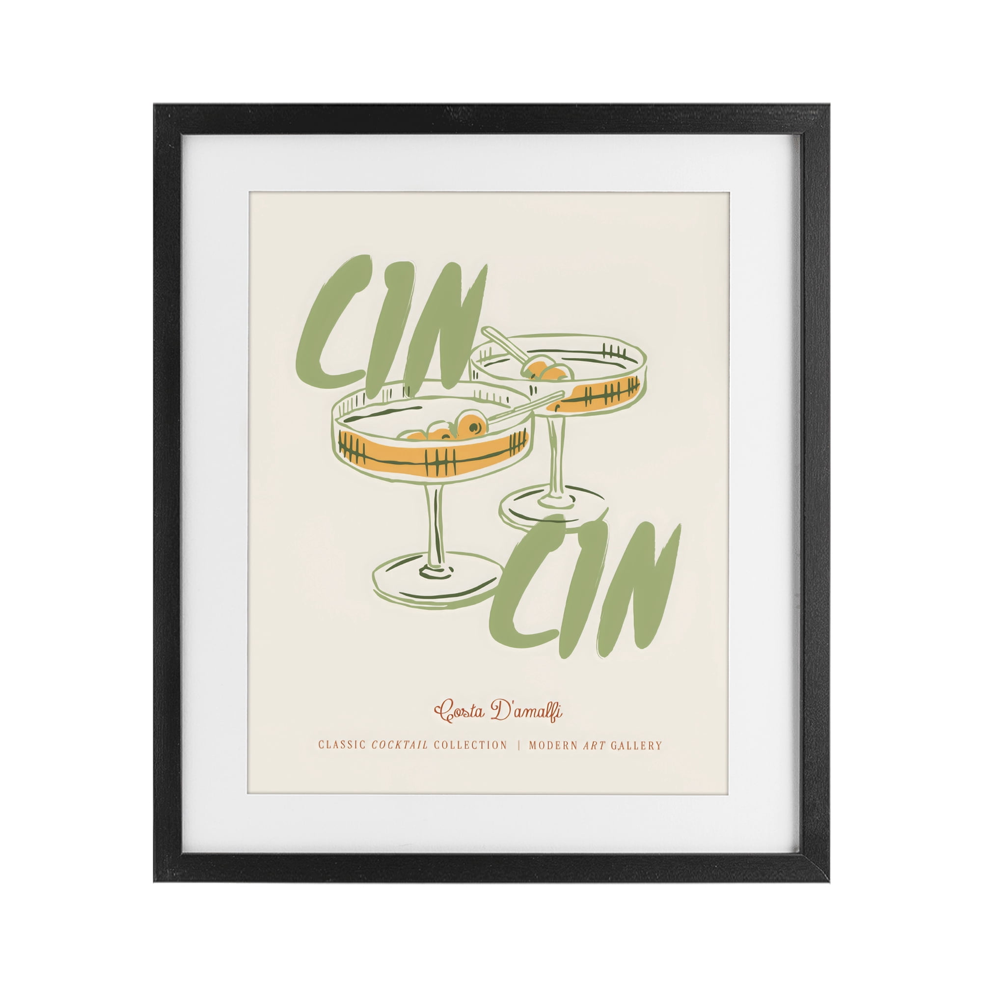Stupell Industries Cin Cin Amalfi Cocktail Black Framed Print Under Glass, design by The Prints Vibe