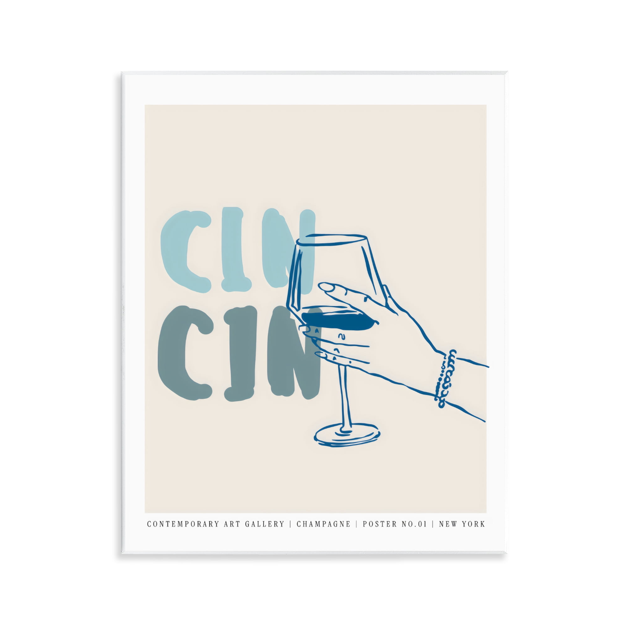 Stupell Industries Cin Cin Blue Champagne Toast Wall Plaque Art, design by The Prints Vibe
