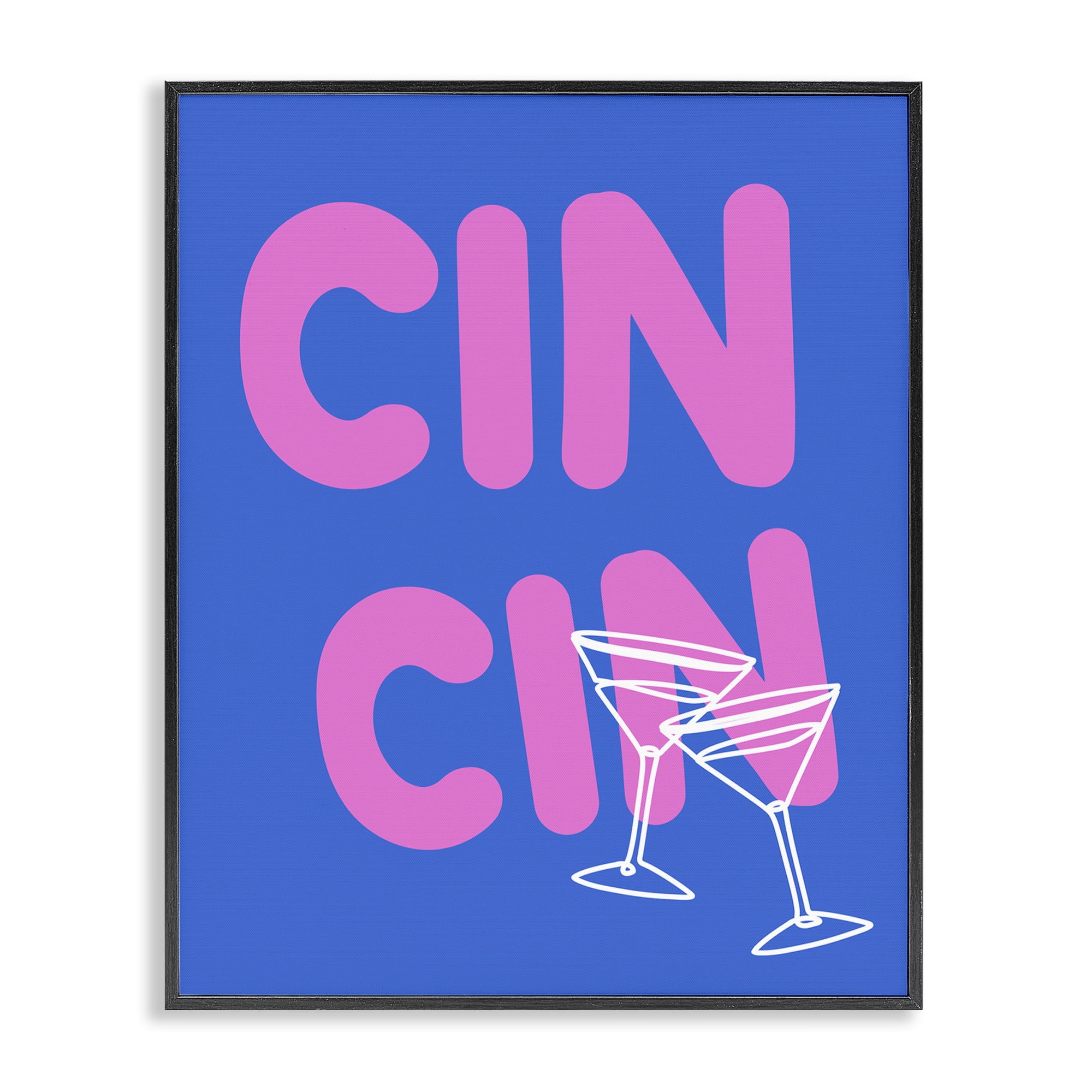 Stupell Industries Cin Cin Cheers Glasses Food & Beverage Painting Black Framed Art Print Wall Art, 16 x 20