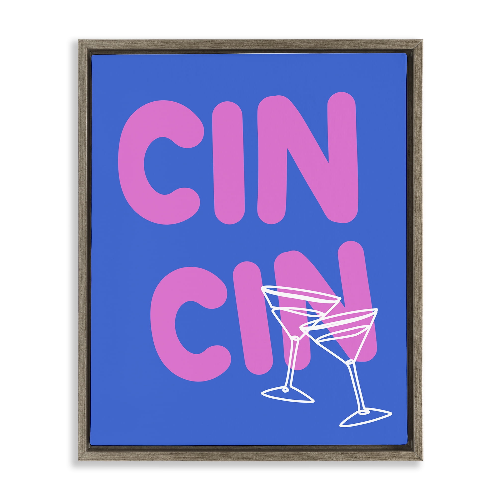 Stupell Industries Cin Cin Cheers Glasses Food & Beverage Painting Brown Floater Framed Canvas Art Print Wall Art, 25 x 31