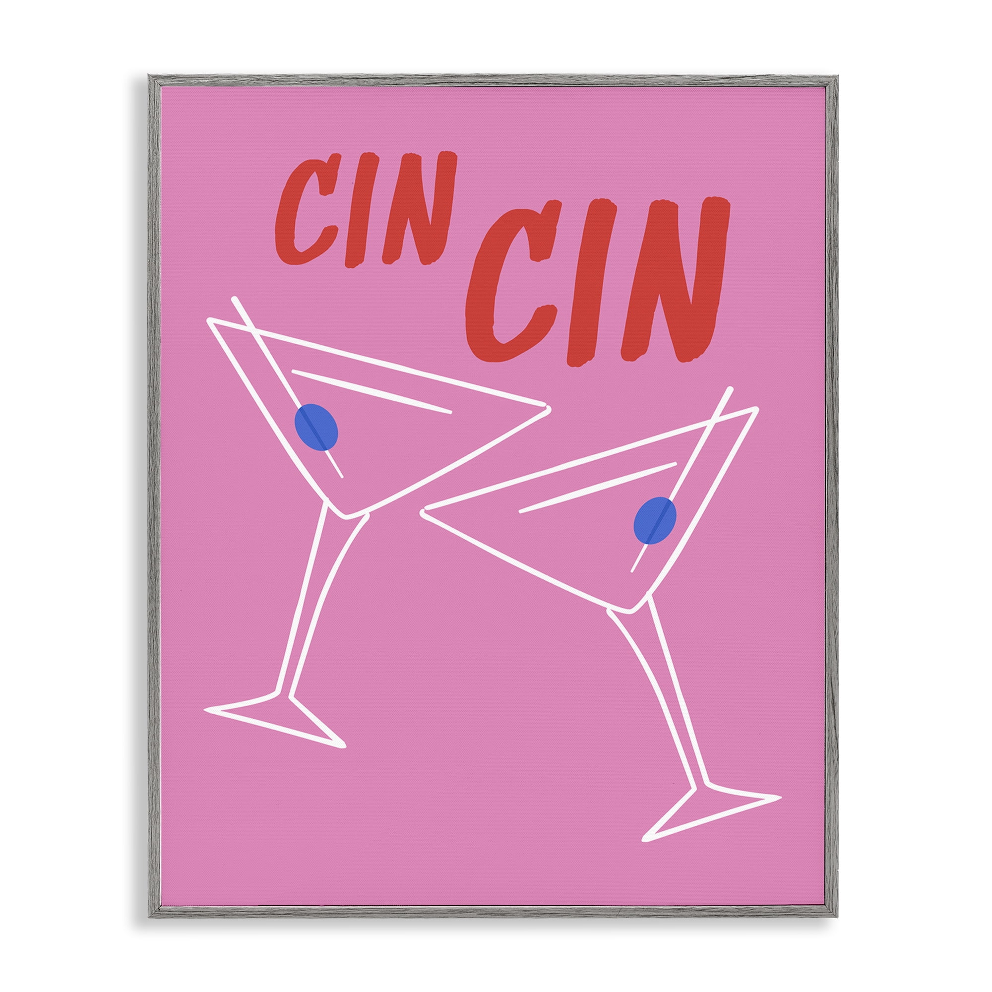 Stupell Industries Cin Cin Martinis Food & Beverage Painting Gray Framed Art Print Wall Art, 16 x 20