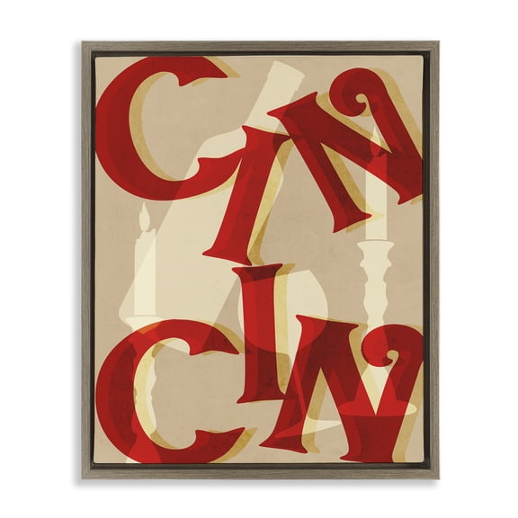 Stupell Industries Cin Cin Wine & Candles Quotes and Sayings Painting Brown Floater Framed Canvas Art Print Wall Art, 17 x 21