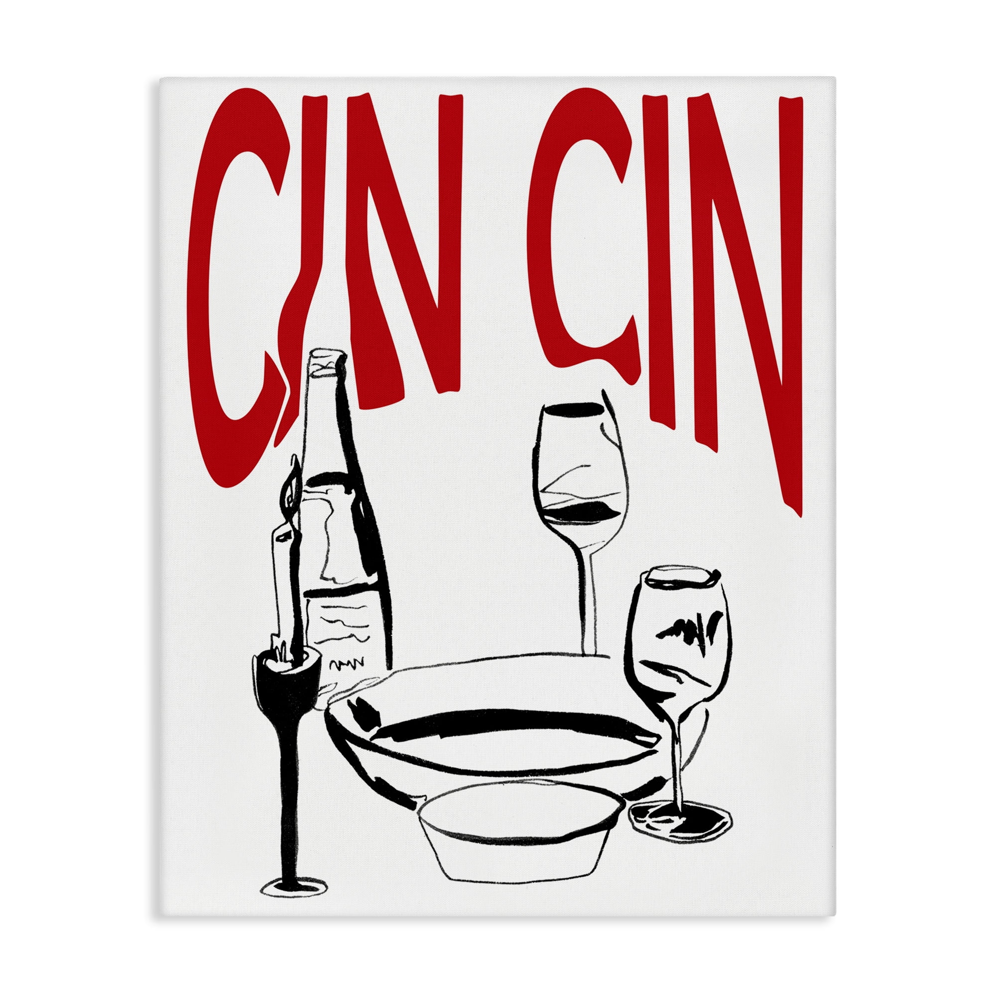 Stupell Industries Cin Cin Wine Glasses Food & Beverage Painting Wrapped Canvas Art Print Wall Art, 24 x 30