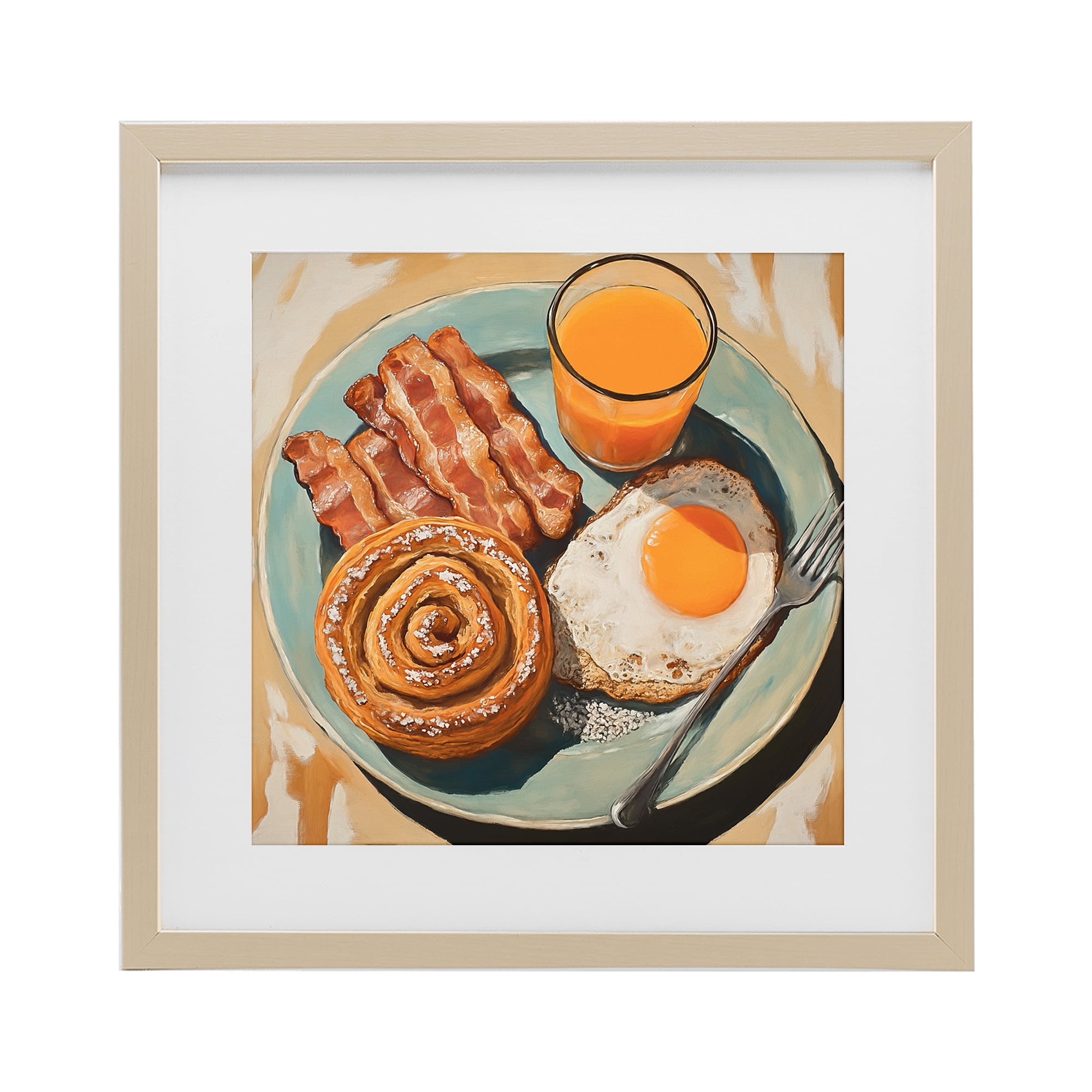 Stupell Industries Cinnamon Roll Breakfast Birch Framed Print Under Glass, design by Tina LeCour