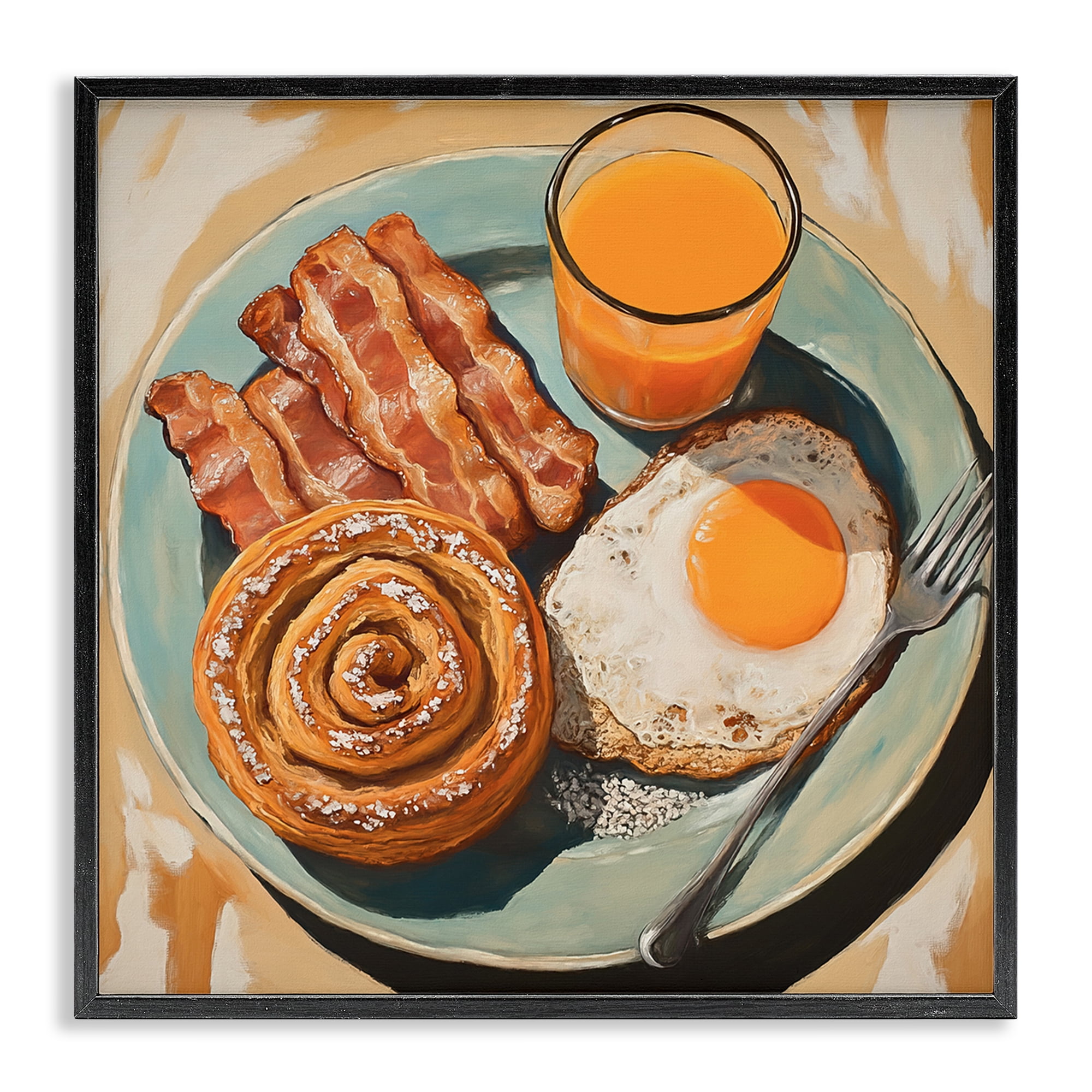Stupell Industries Cinnamon Roll Breakfast Black Framed Giclee Art, design by Tina LeCour