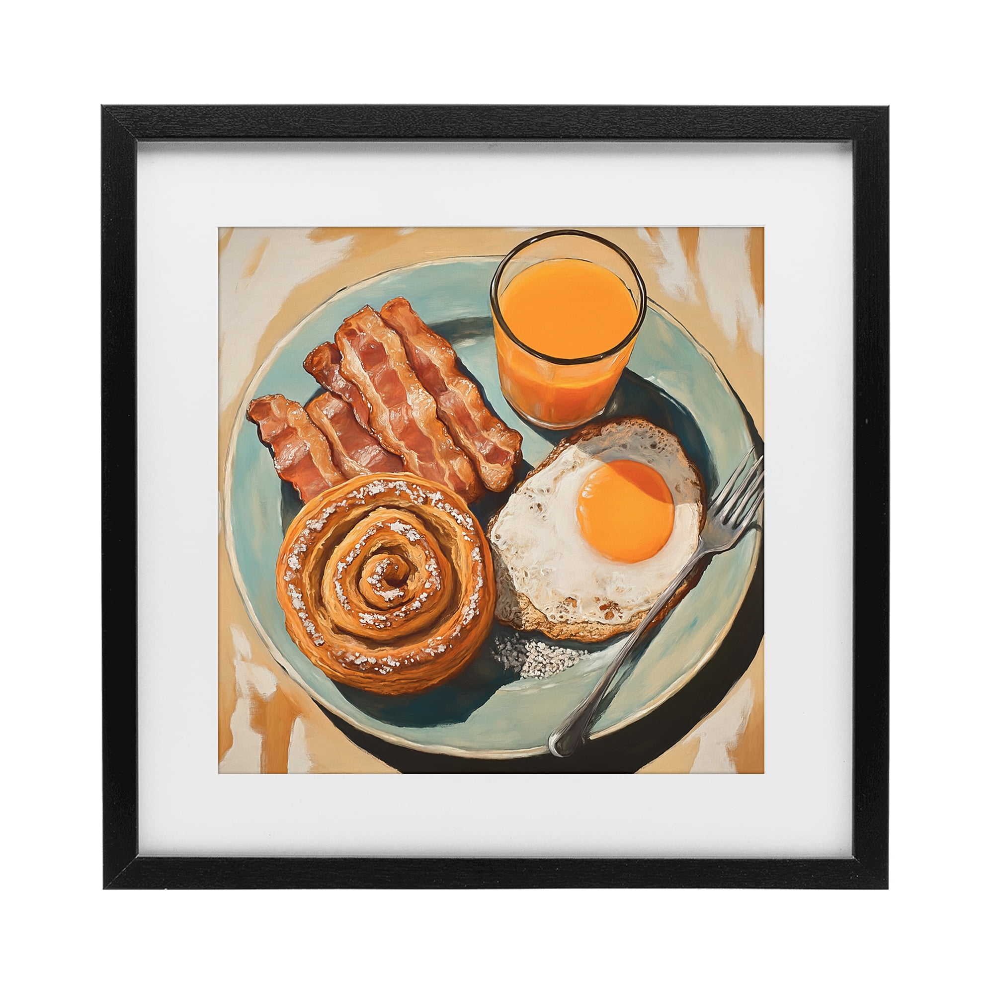 Stupell Industries Cinnamon Roll Breakfast Black Framed Print Under Glass, design by Tina LeCour