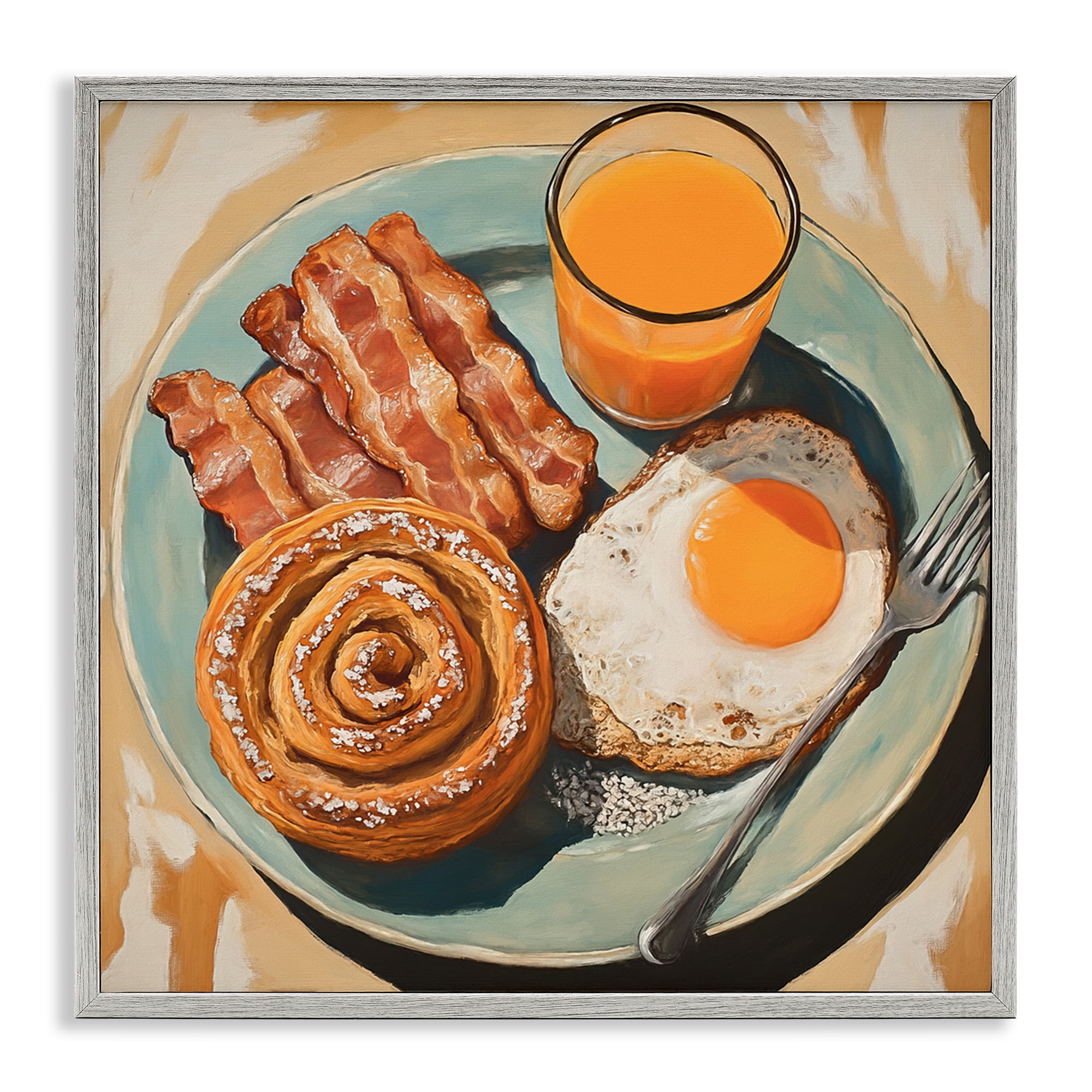 Stupell Industries Cinnamon Roll Breakfast Gray Framed Giclee Art, design by Tina LeCour