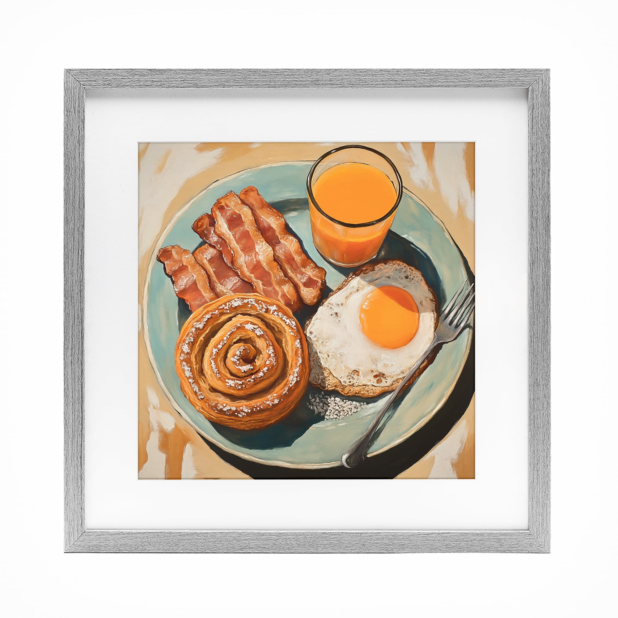 Stupell Industries Cinnamon Roll Breakfast Gray Framed Print Under Glass, design by Tina LeCour